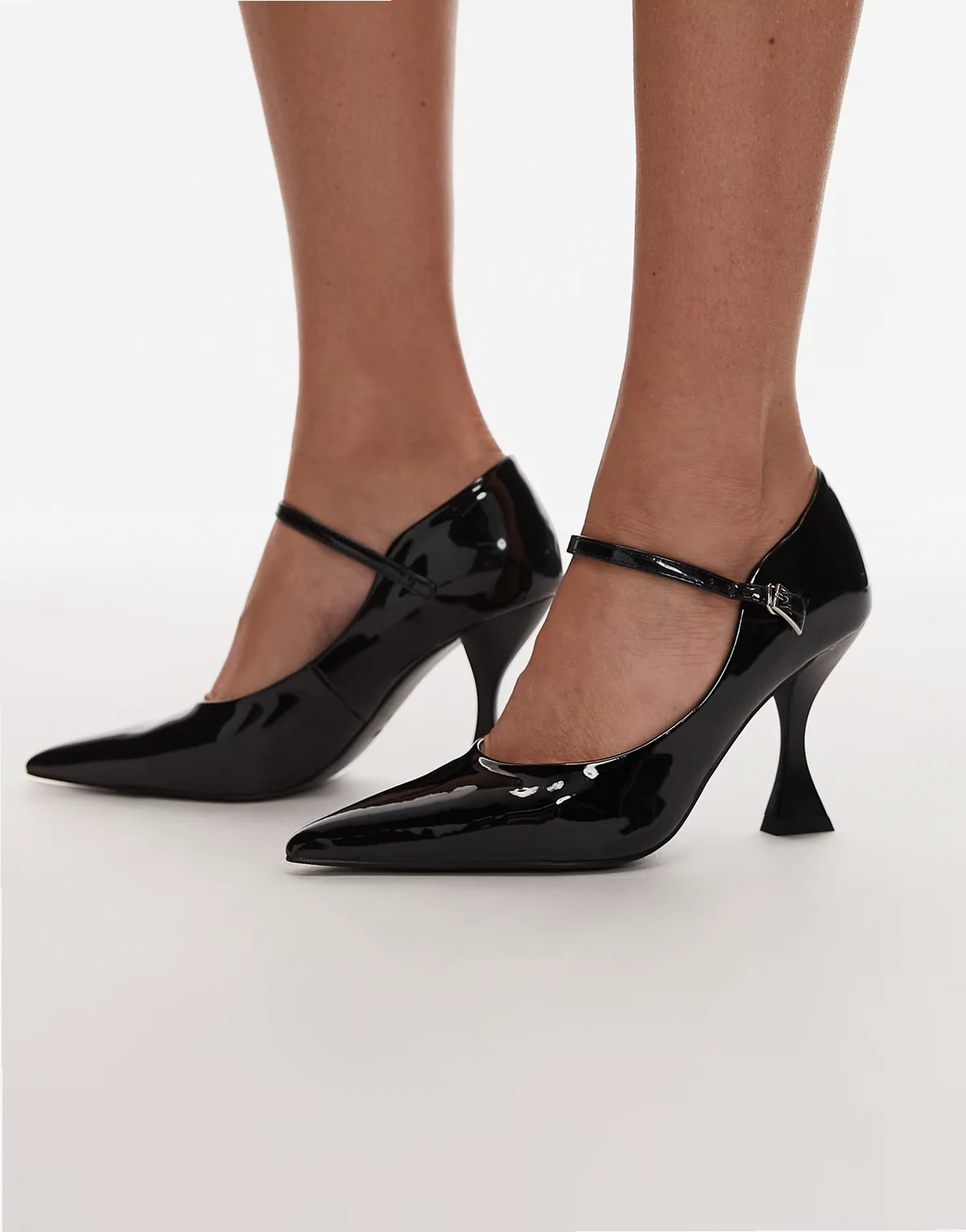 Thalina pointed toe heeled pumps in black