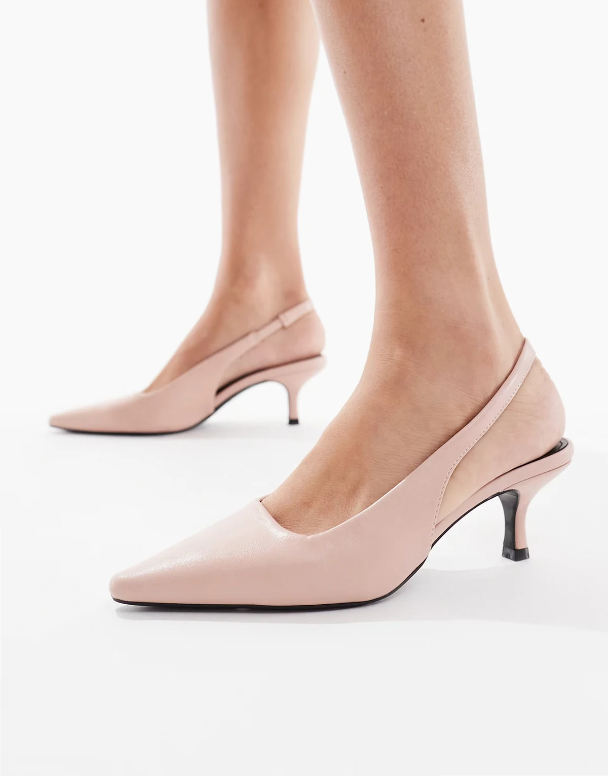 – Maybach – Schuhe in sanftem Rosa mit Fersenriemchen und Kitten-Absatz