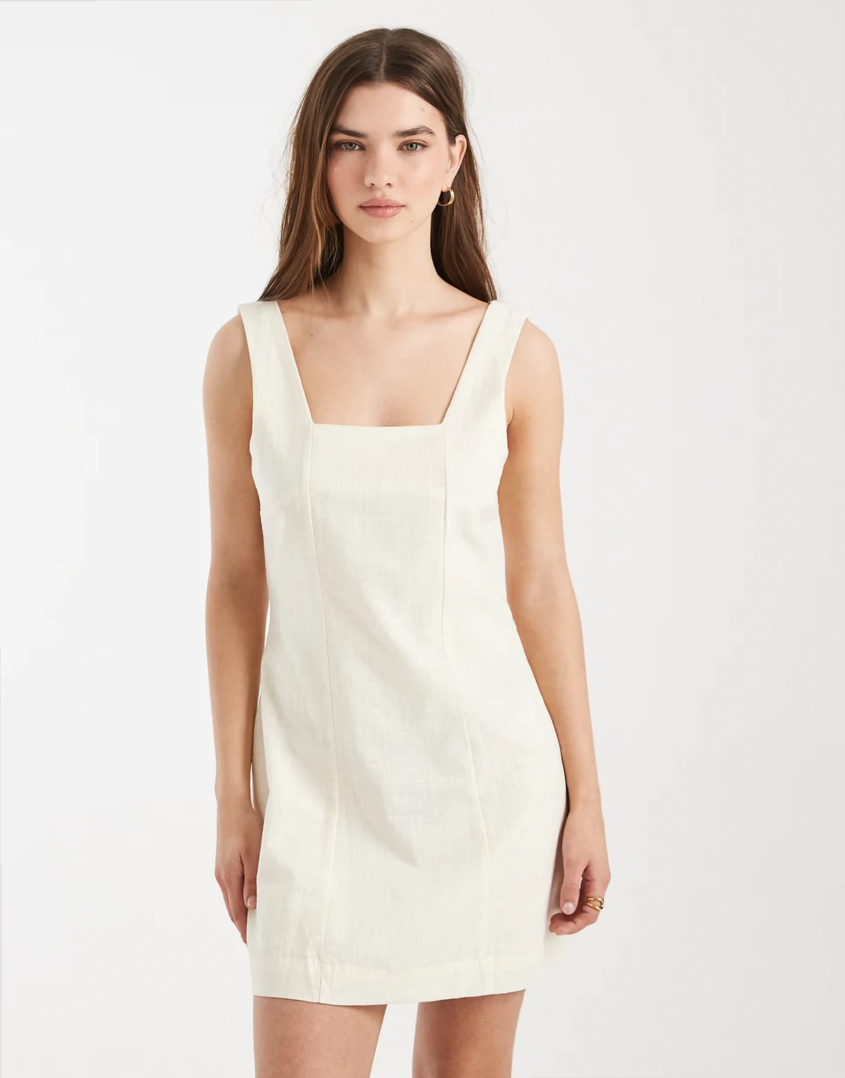 square neck mini dress in crème fraîche