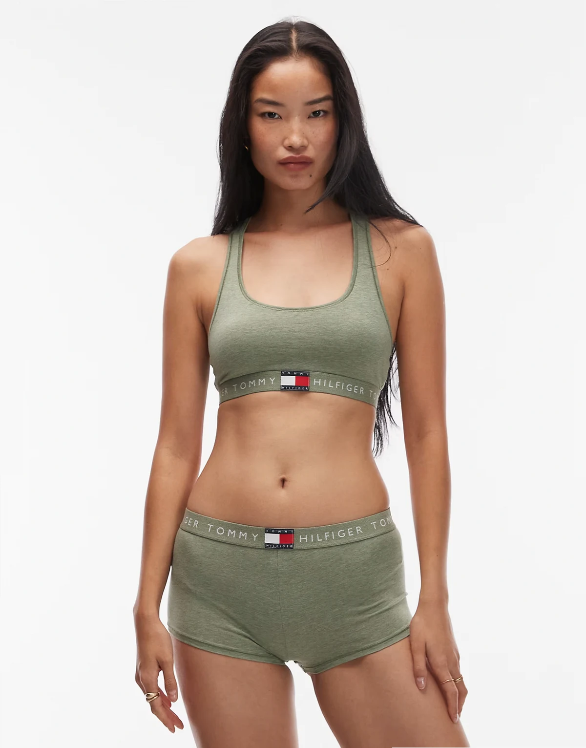 – Heritage – Boyleg-Shorts in Heidegrün mit klassischem Logo