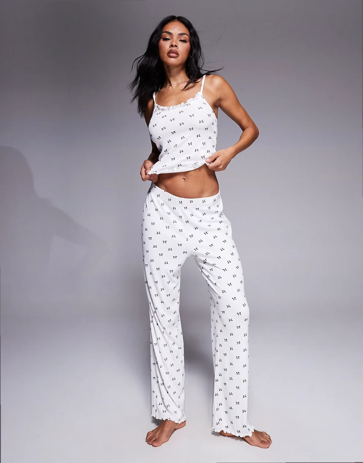 mono bow cami and pant set in ivory