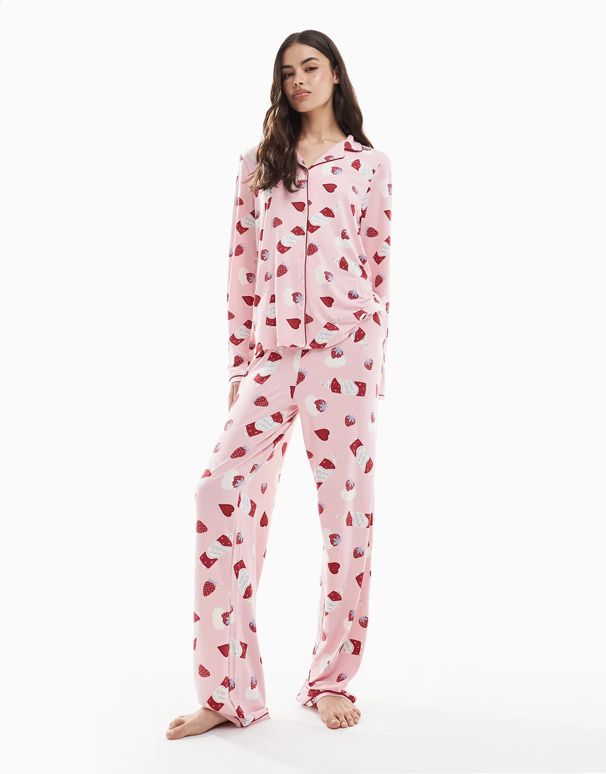 Tall – Pyjama in Rosa mit Nachtisch-Printmuster