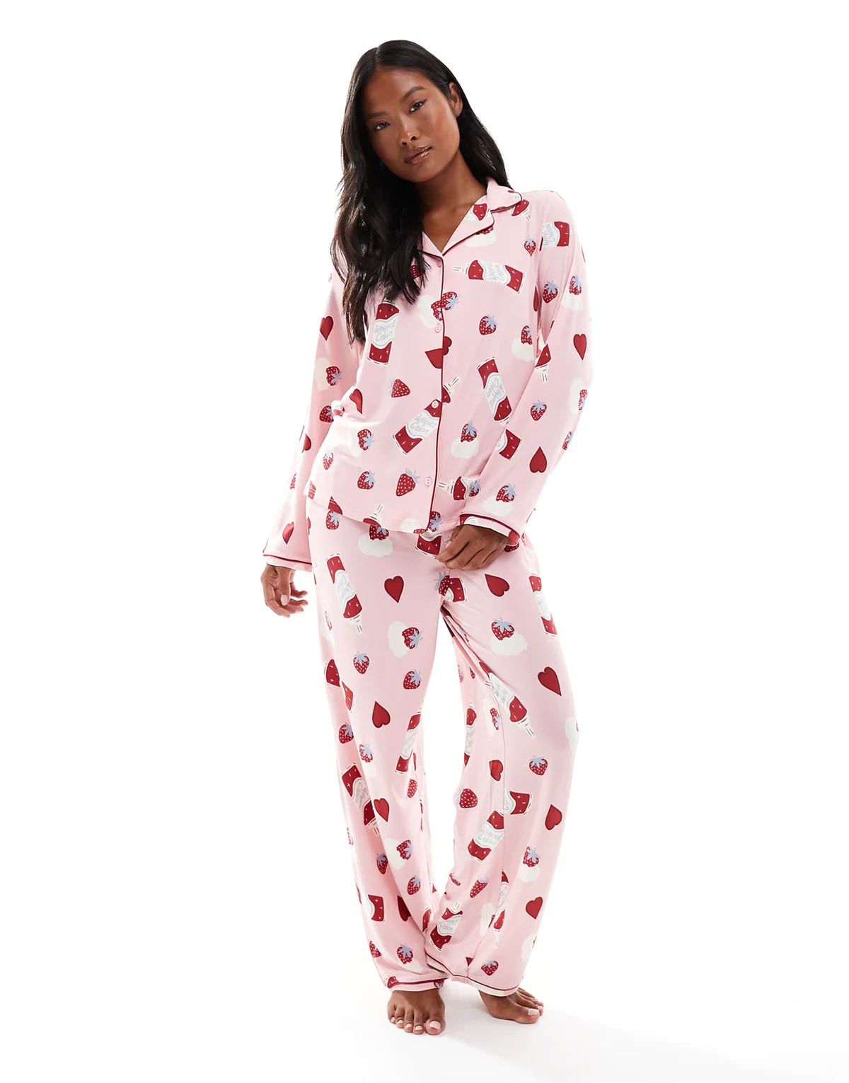 Petite dessert print pajama set in pink