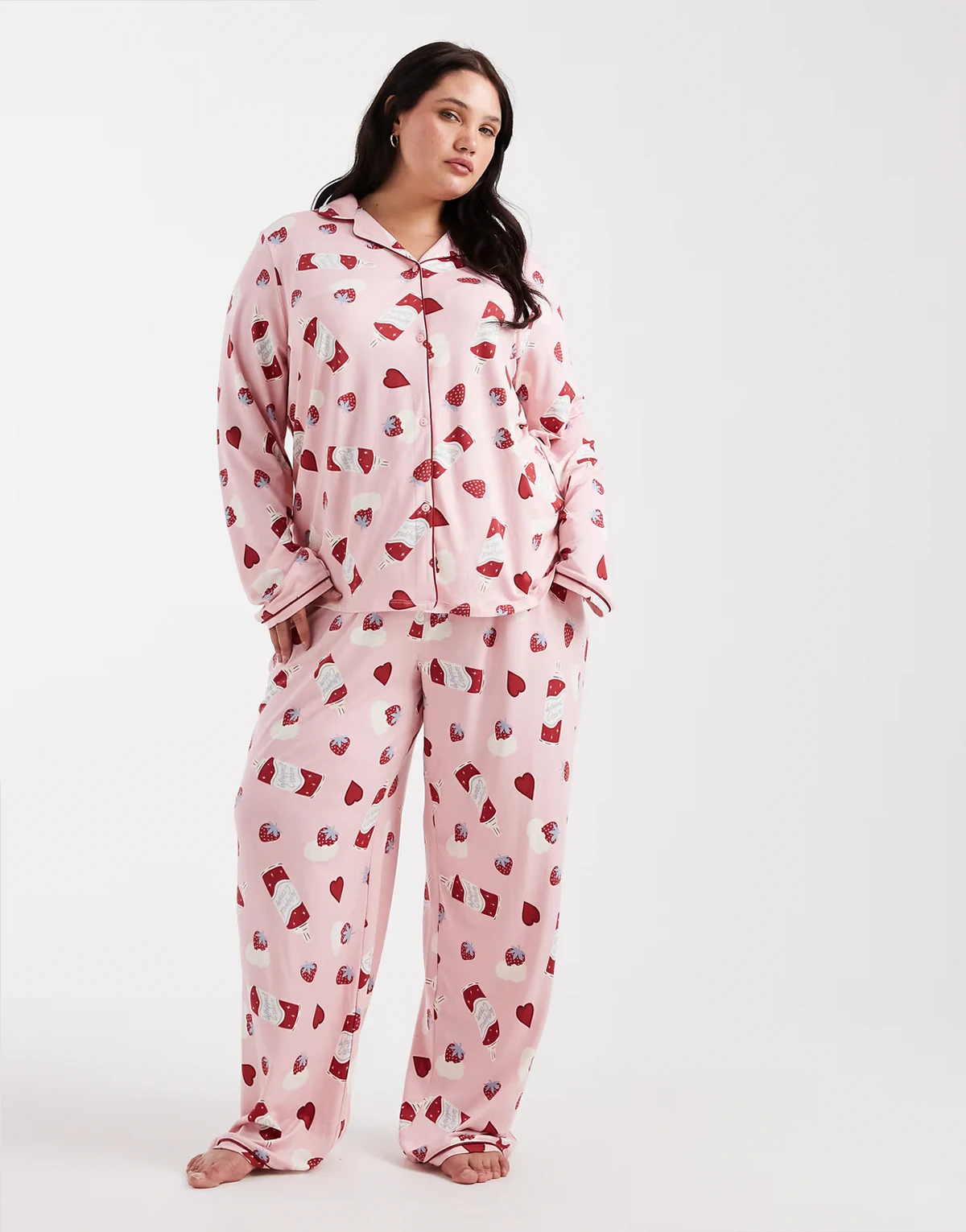 Curve dessert print pajama set in pink