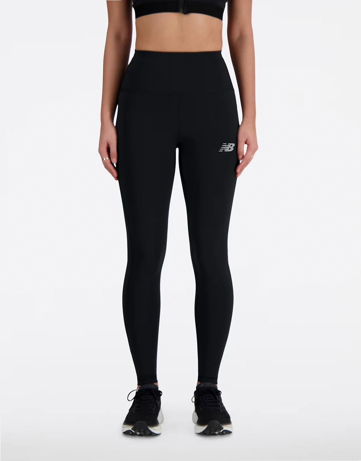 – Glatte Sport-Leggings in Schwarz mit hohem Bund