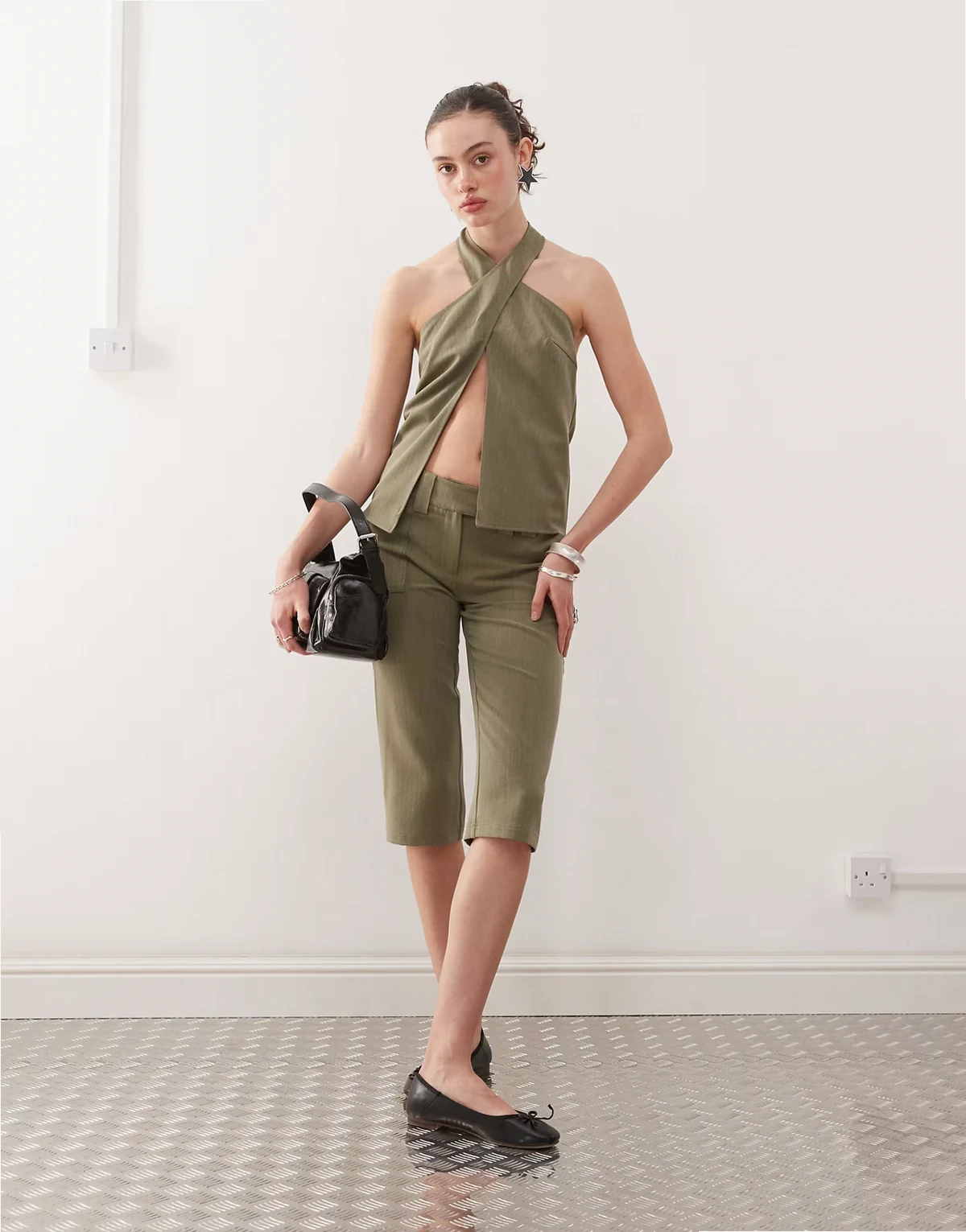 – Elegante Cargo-Caprihose in Khaki, Kombiteil
