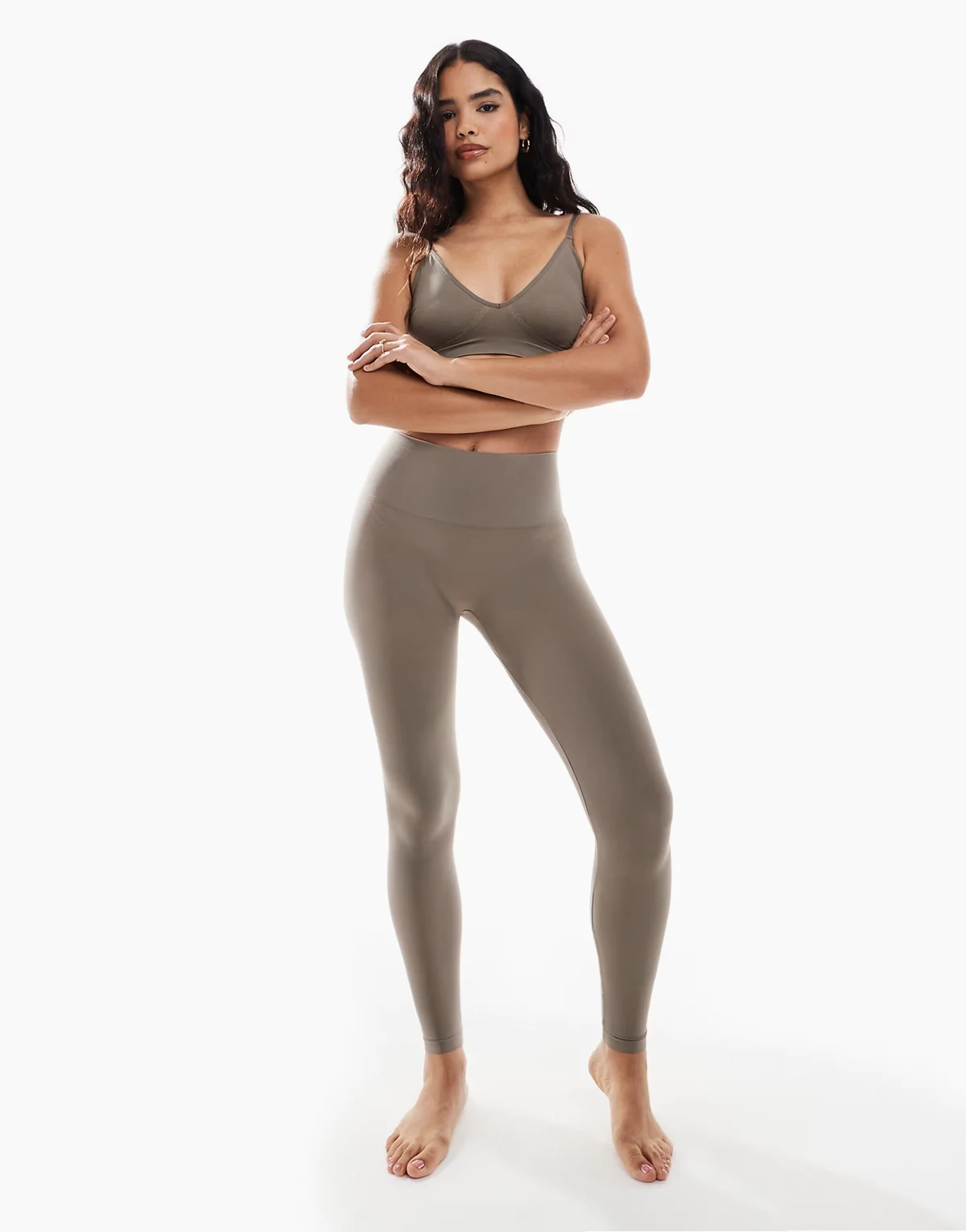 – Nahtlose Leggings in Braungrau, Kombiteil