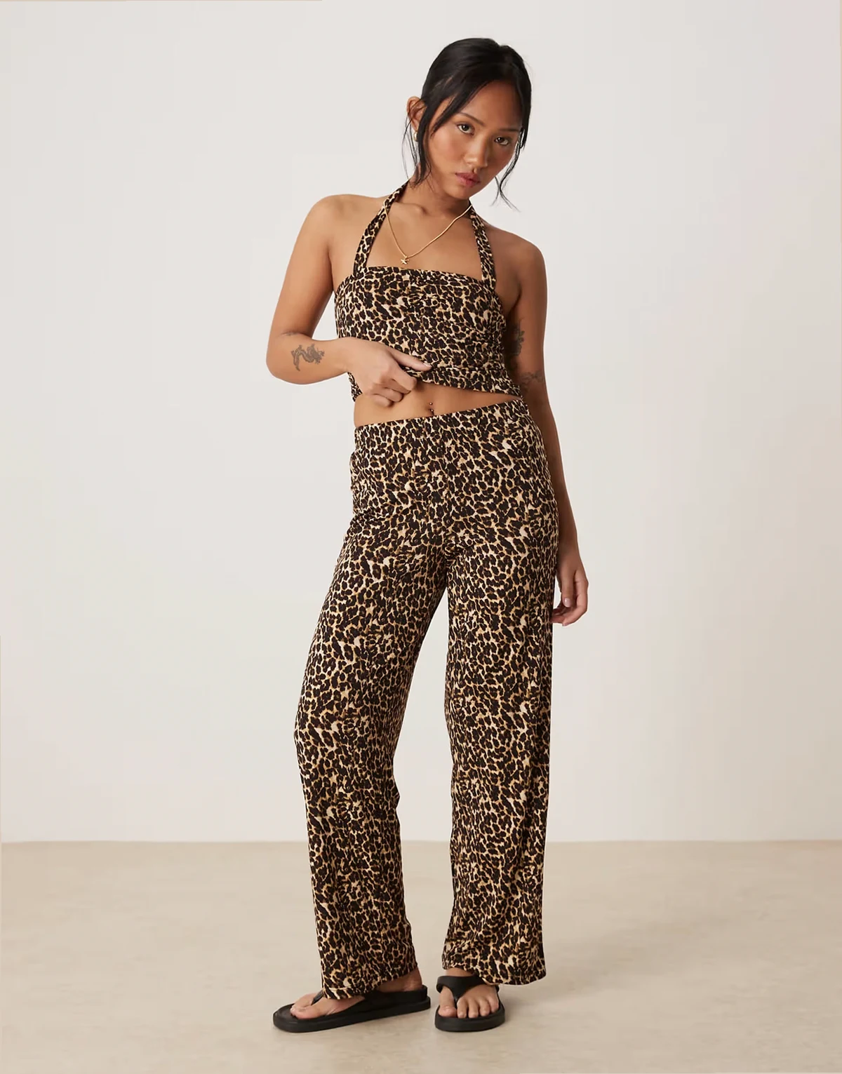 slinky jersey pants in leopard print - part of a set