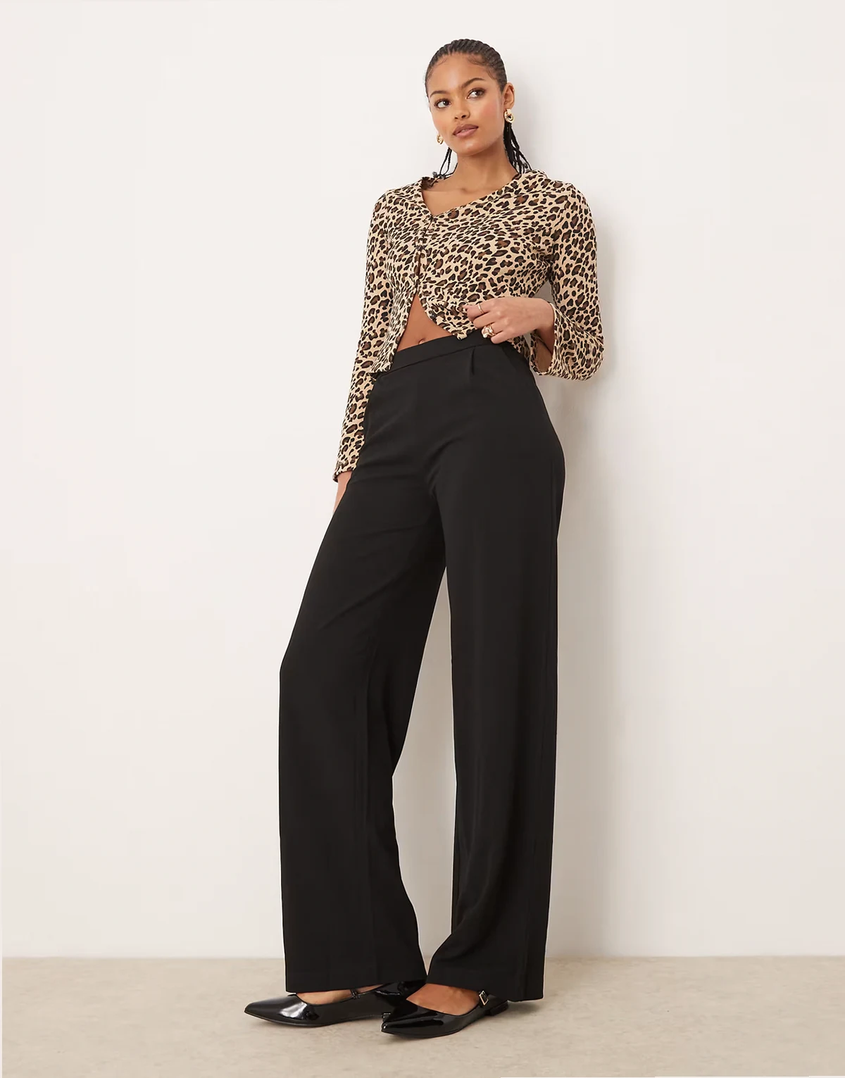 wide leg tailored pants in black