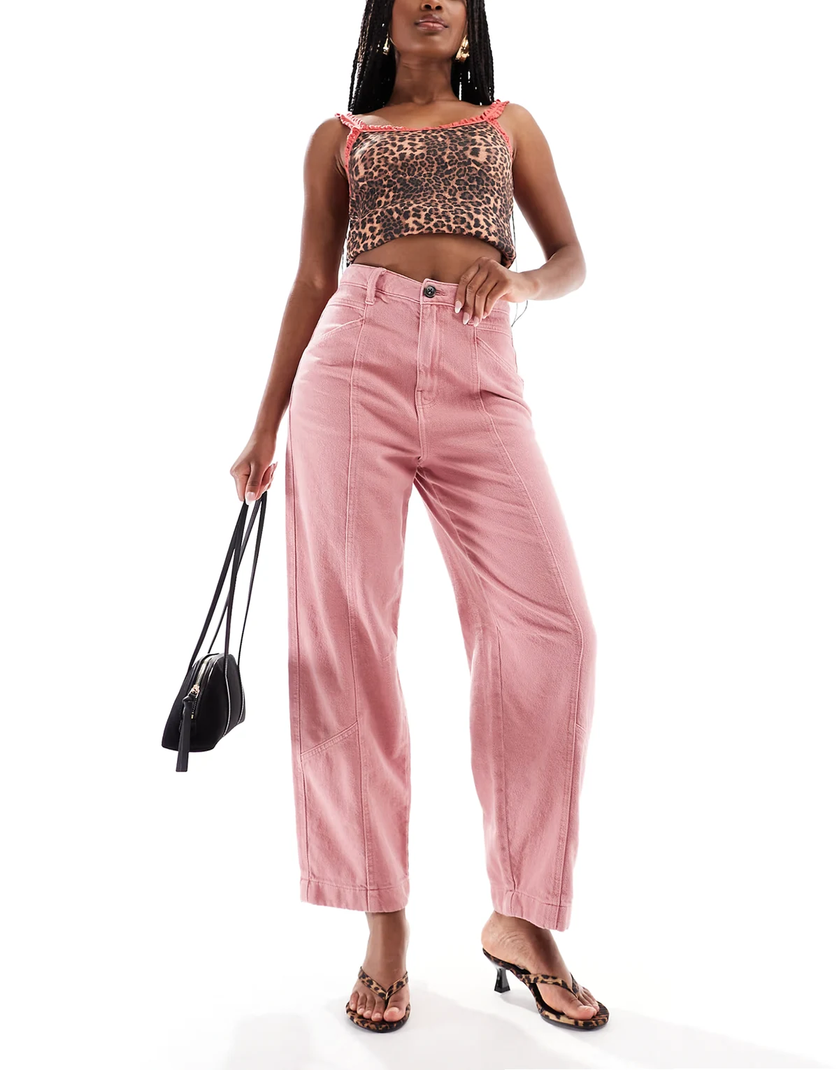 – Laundered – Gesäumte Barrel-Hose in Rosé