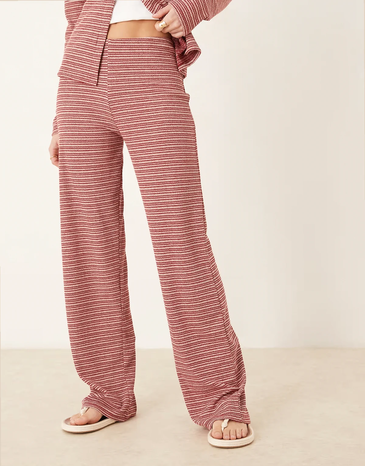 – Gestreifte Hose mit weitem Bein, Kombiteil