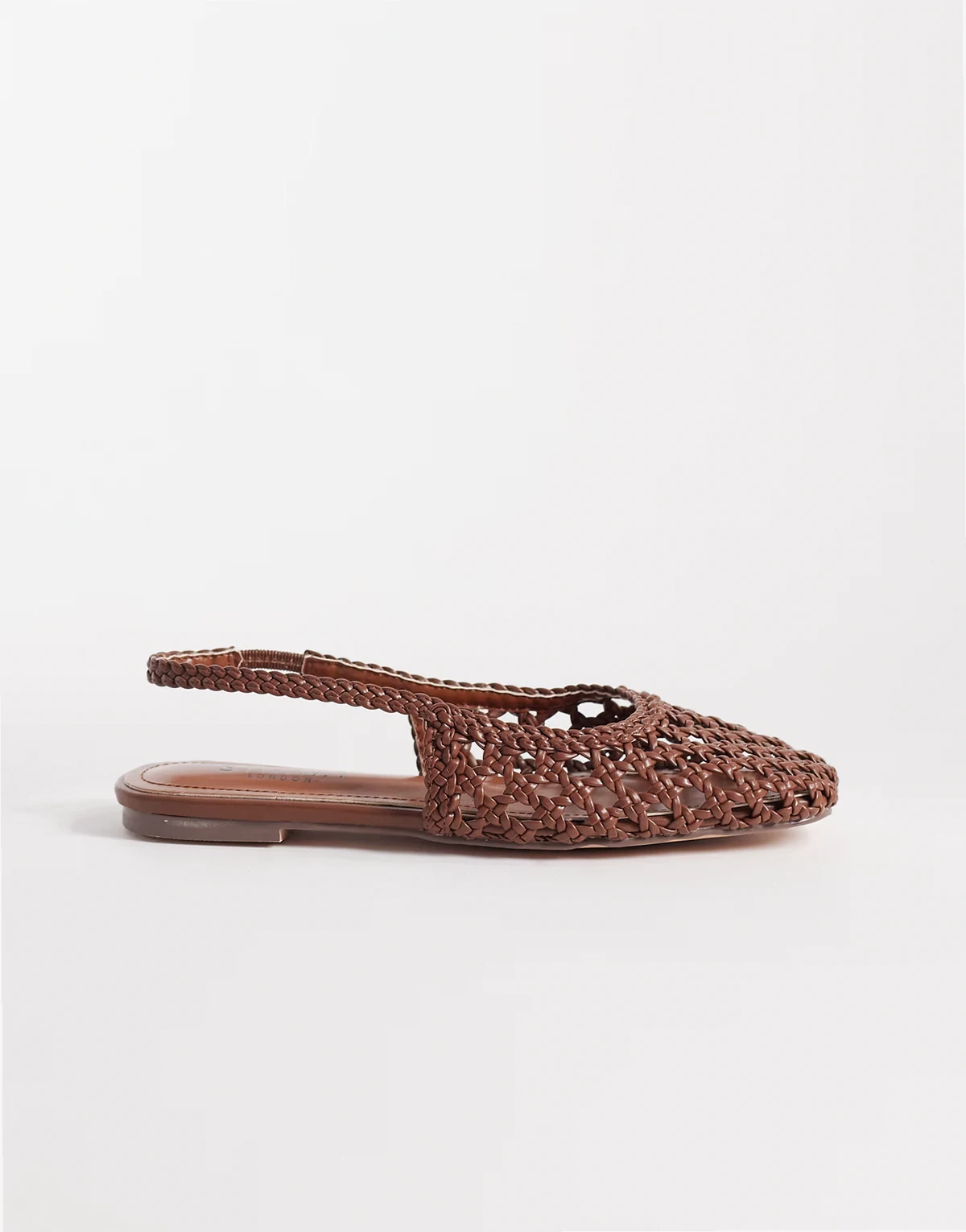 Simmi London – Biao – Gewebte Ballerinas in Hellbraun mit Fersenriemen