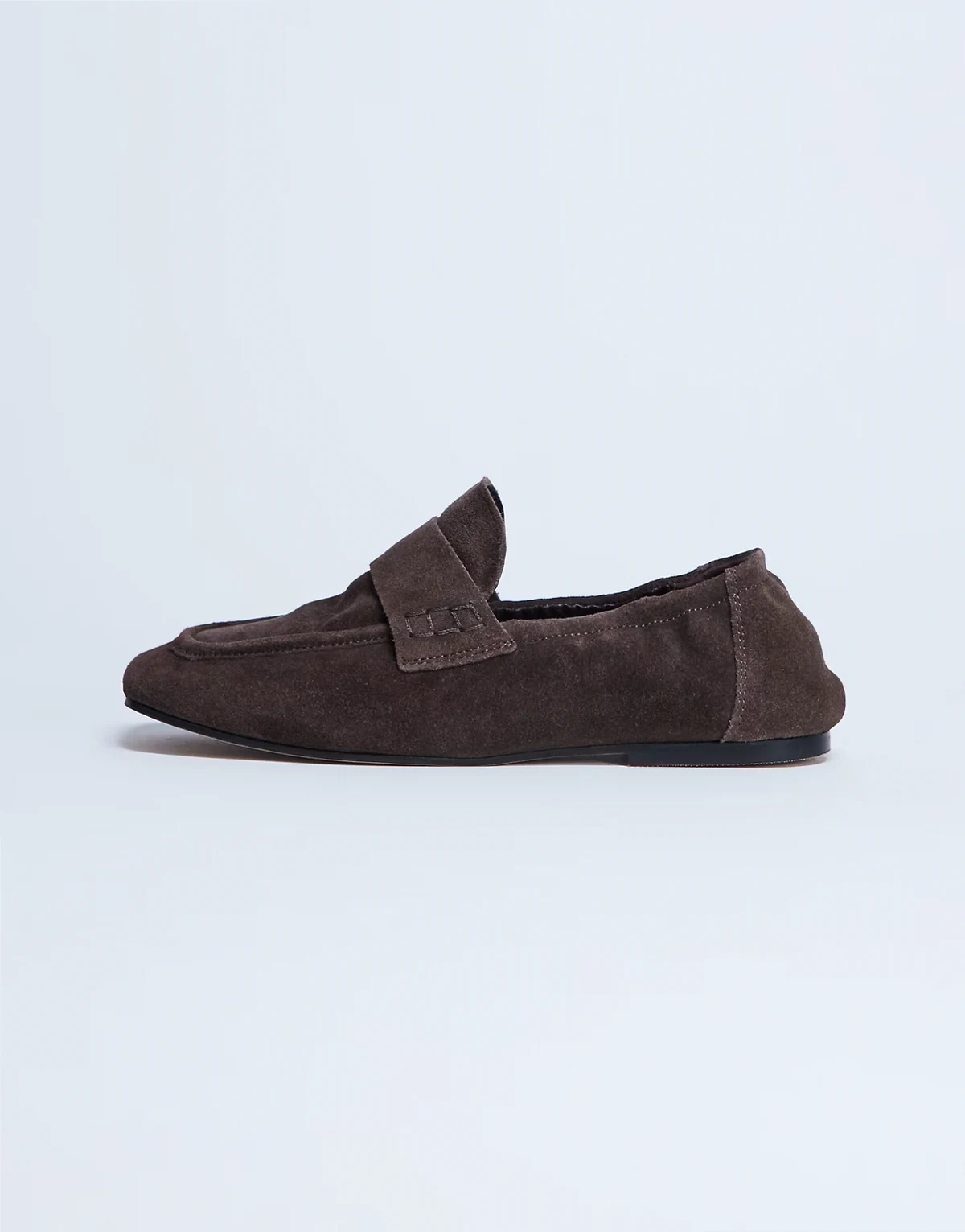 – Brooks – Czekoladowe marszczone z tyłu loafersy zamszowe