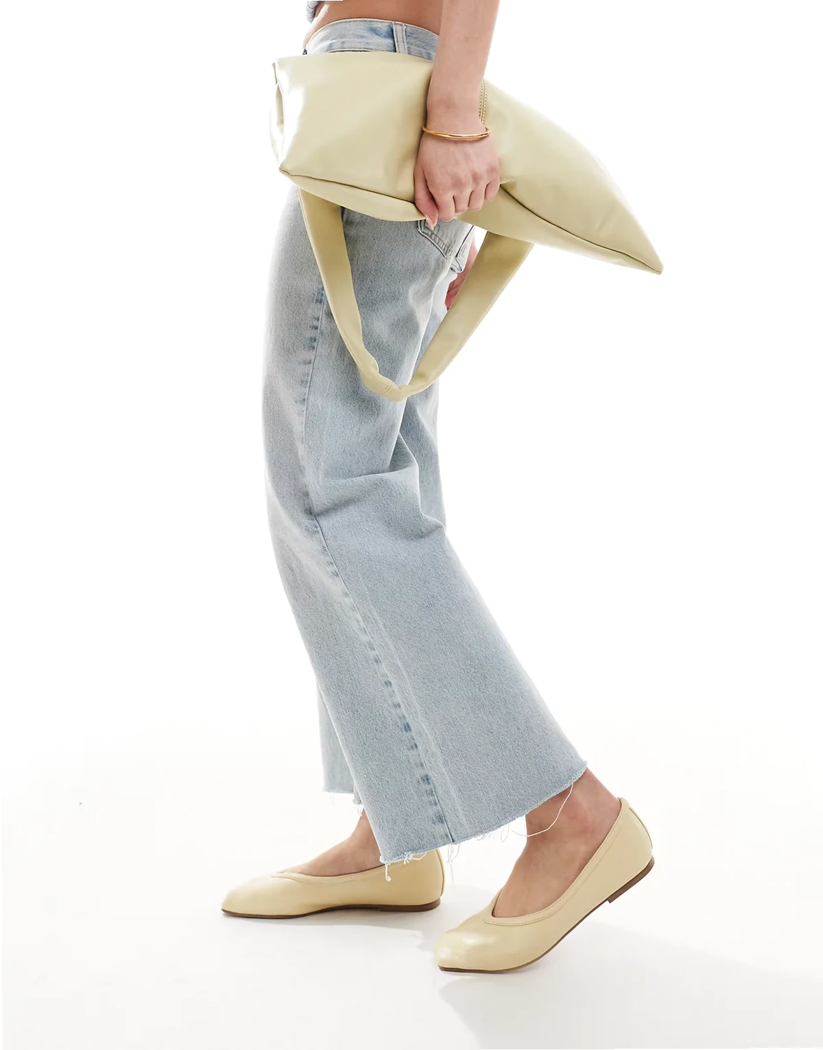 – Maryana – Kremowożółte balerinki z kwadratowym noskiem