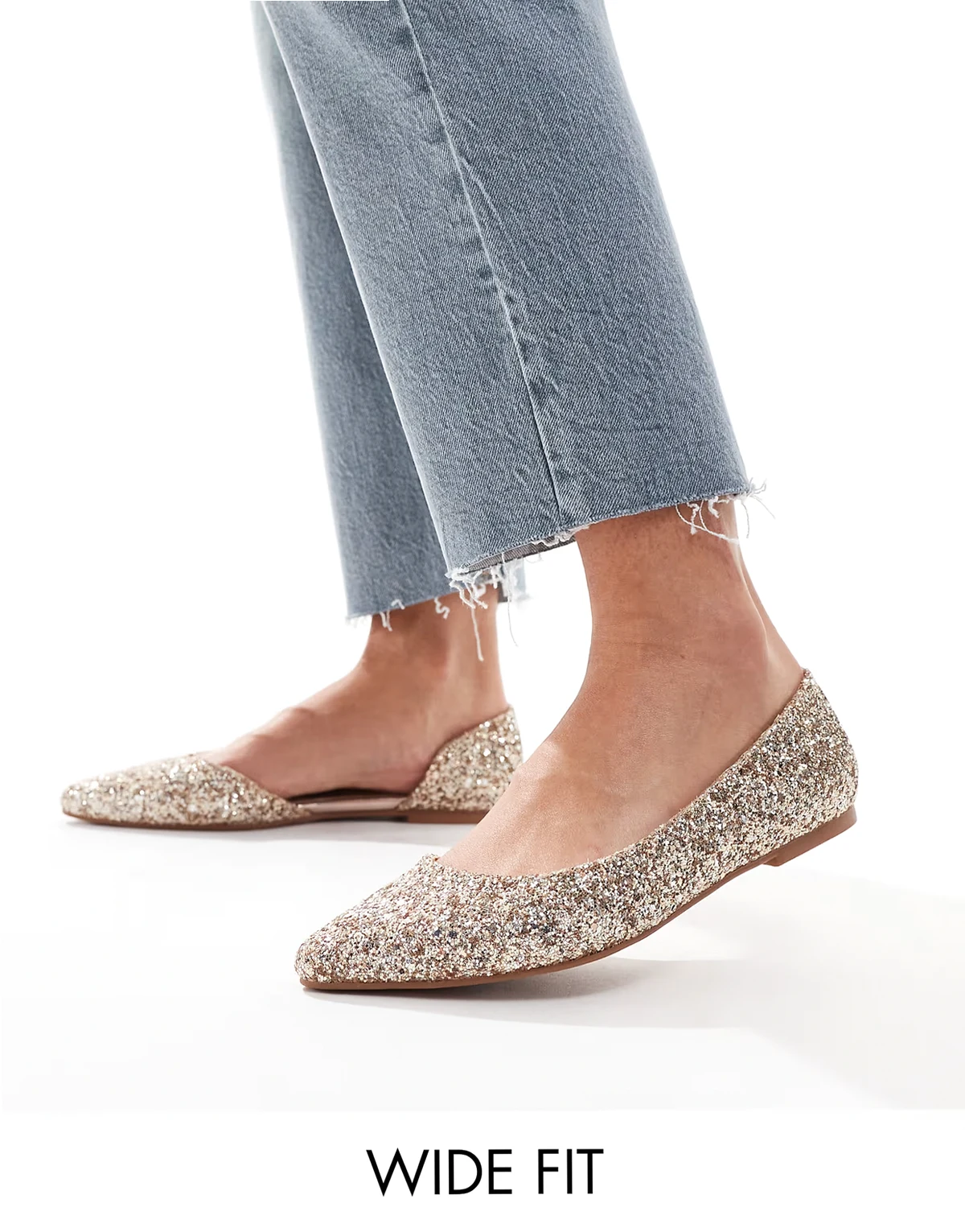 Wide Fit – Virtue – Glitzernde, spitze D'orsay-Ballerinas