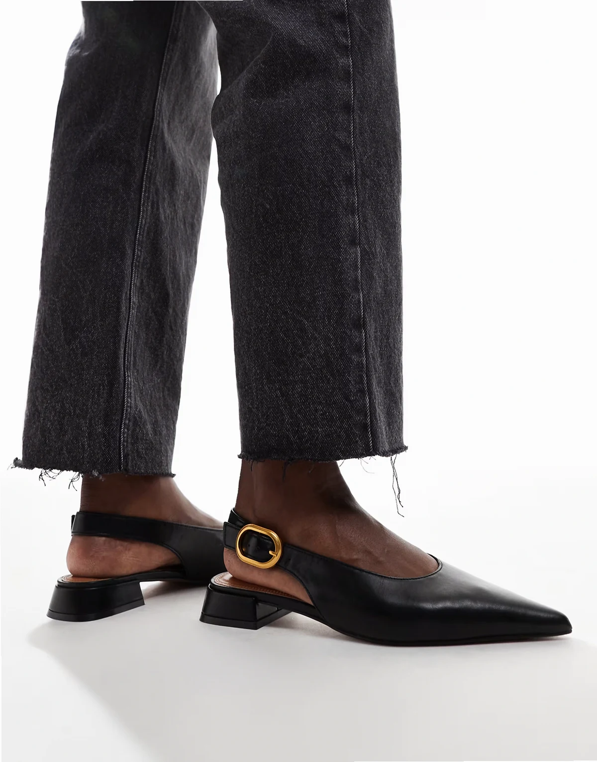 Wide Fit – Leonora – Czarne balerinki z paskiem za piętą