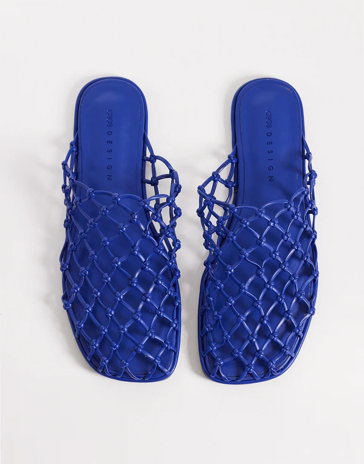 Mercy woven flat mules in blue