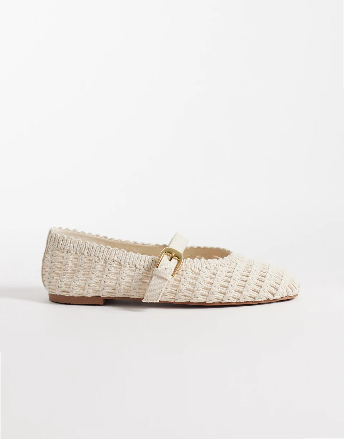 Wide Fit – Leah – Kremowe szydełkowane balerinki typu Mary Jane