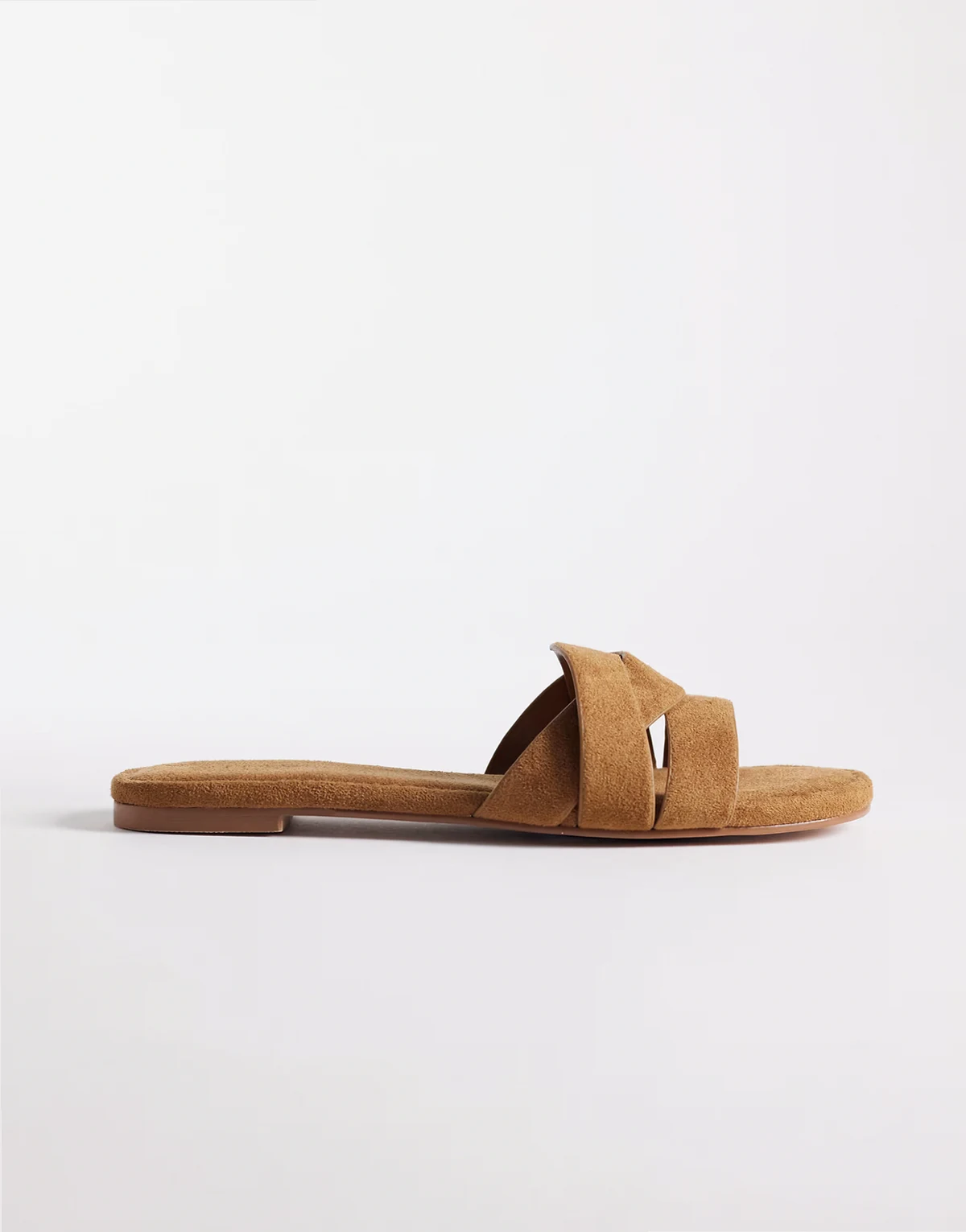 Simmi London Wide Fit Jade flat sandals in tan suedette