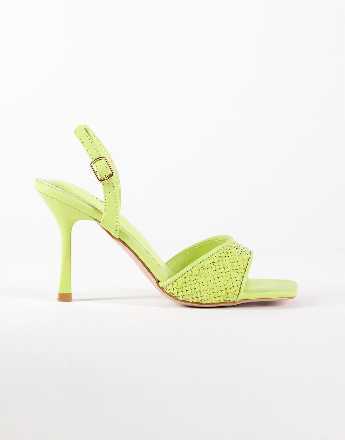 Simmi London Cindy heeled sandals with sequins in green