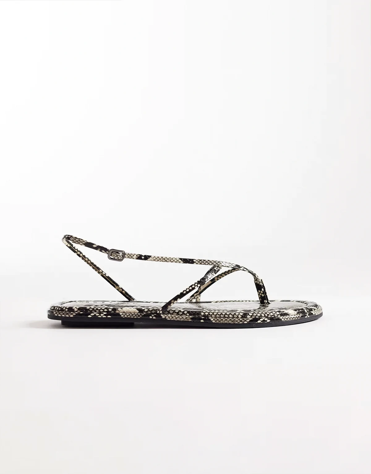 Freya strappy toe thong flat sandals in snake