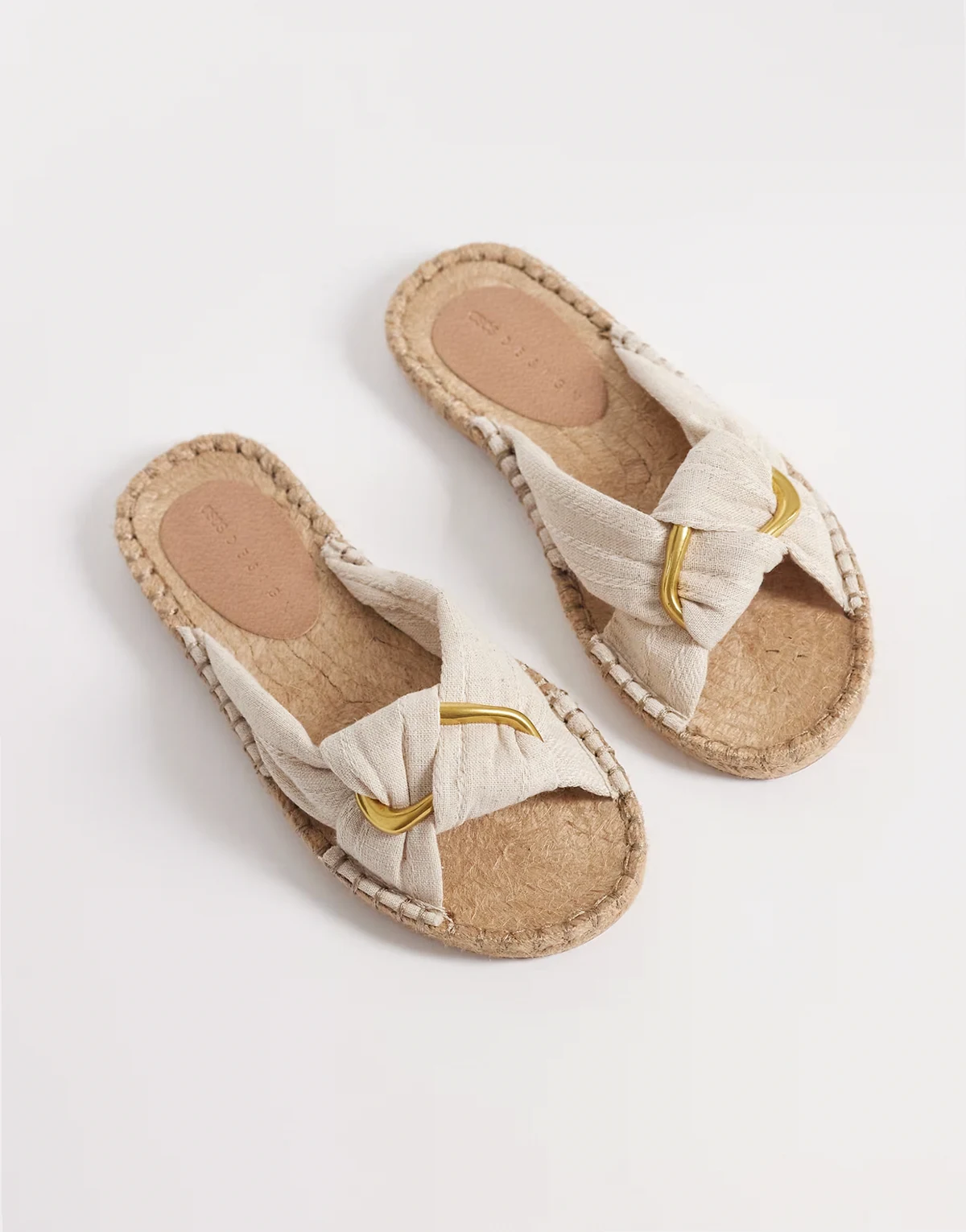 Wide Fit Jade knotted espadrille mules in natural