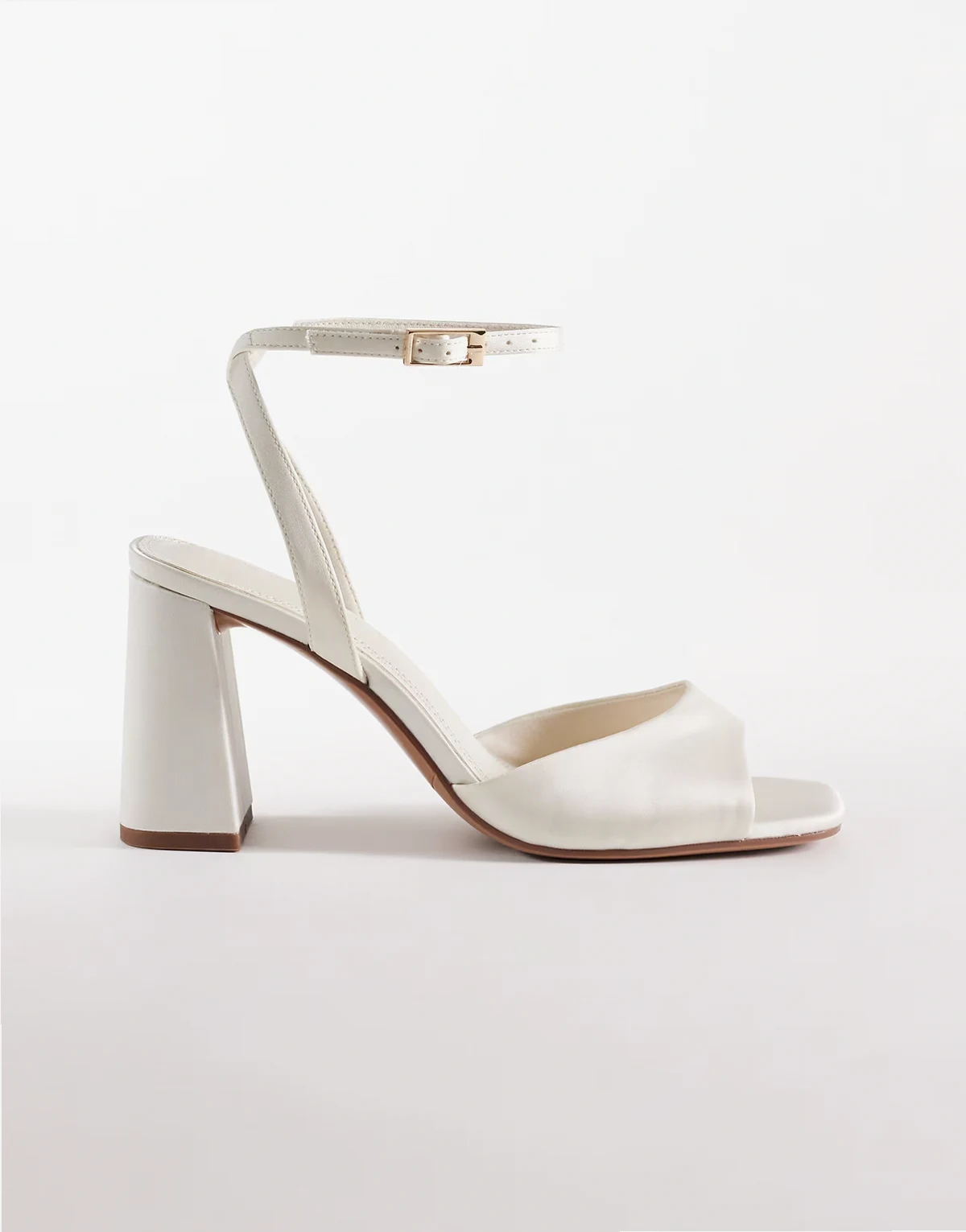 Wide Fit Honour barely there mid height block heel sandals in ivory