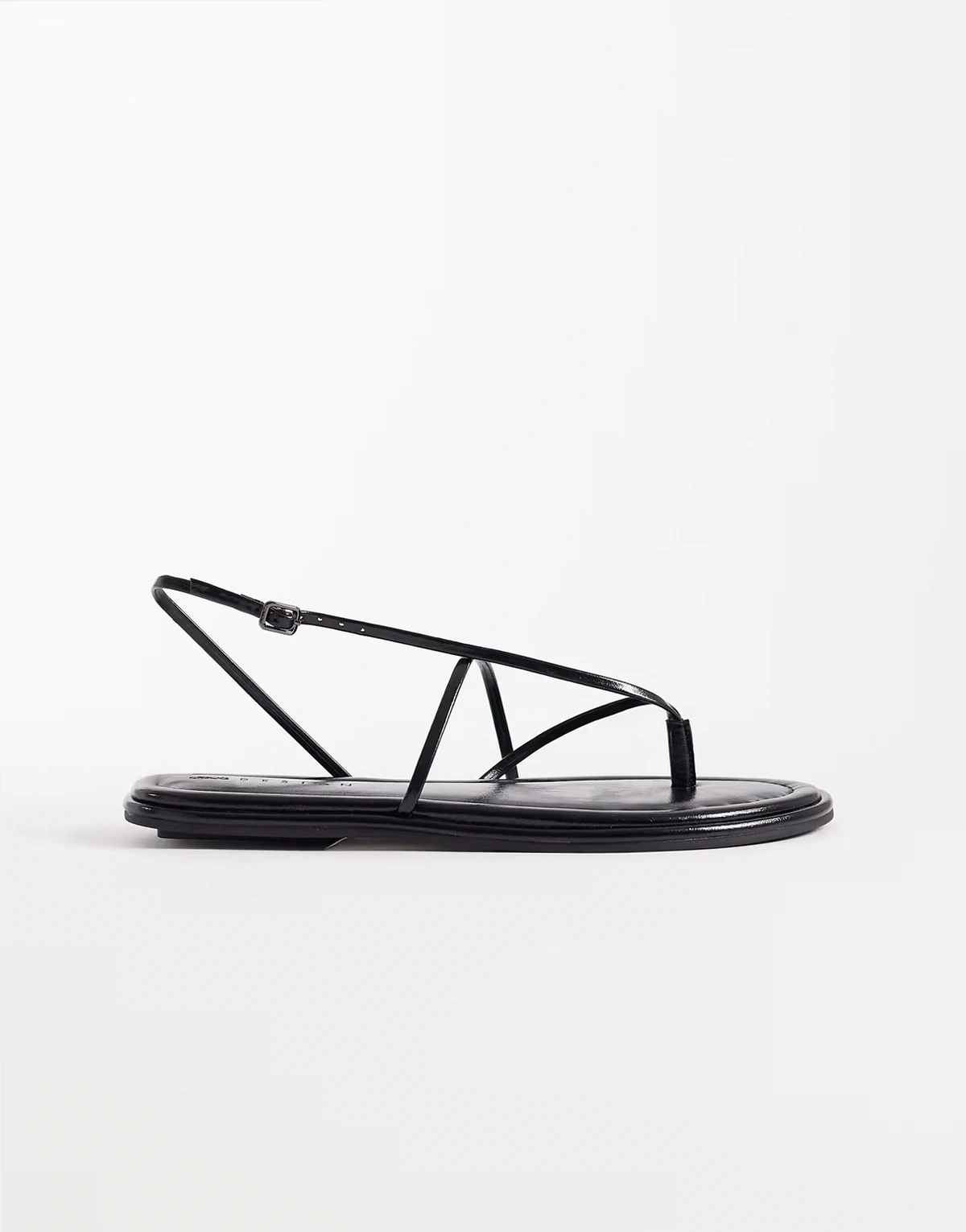 Freya strappy flip flop flat sandals in black