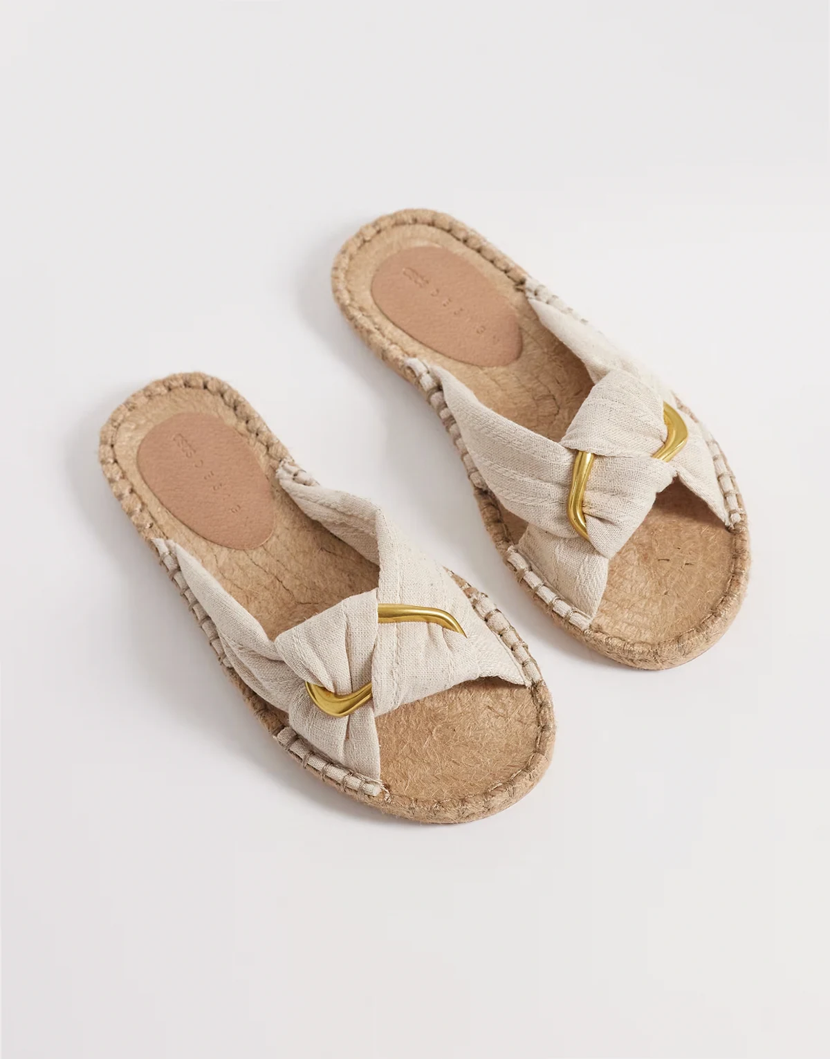 Jade knotted espadrille mules in stone