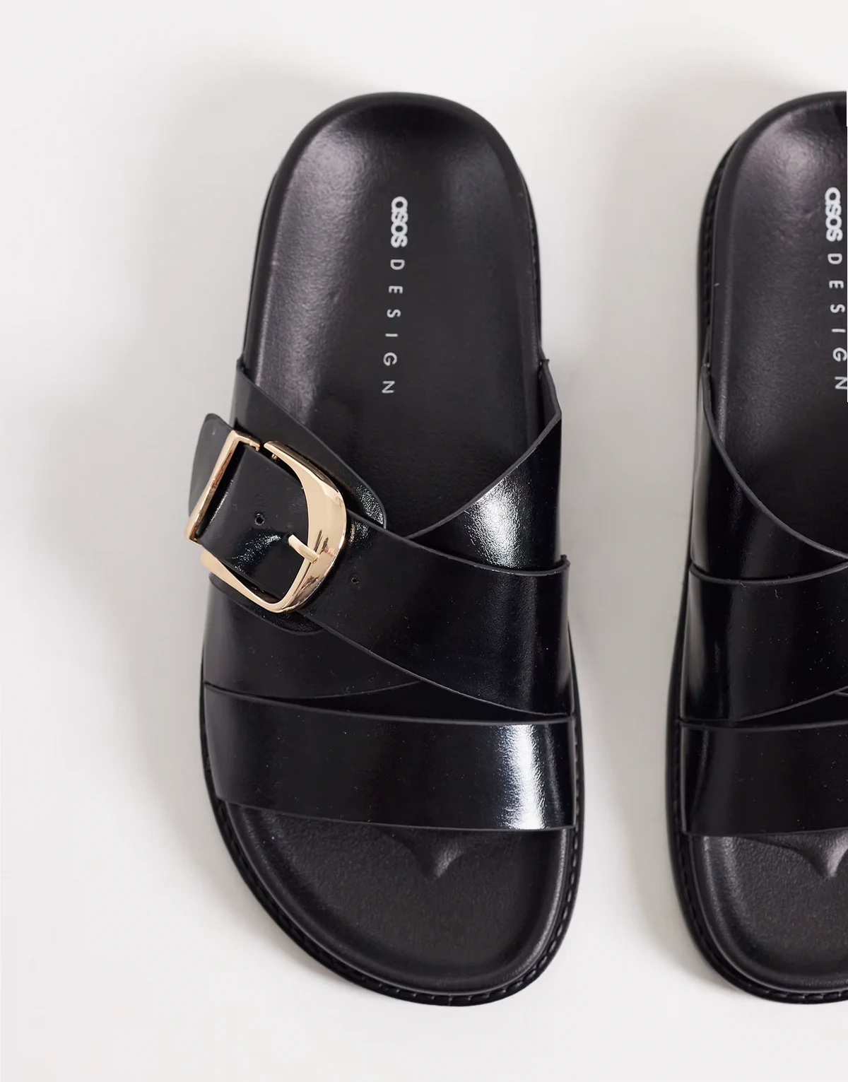 – Freeway – Czarne klapki z podwójnymi paskami