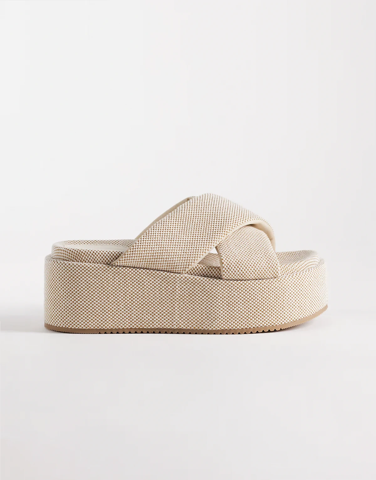 Factor cross strap flatform sandals in natural