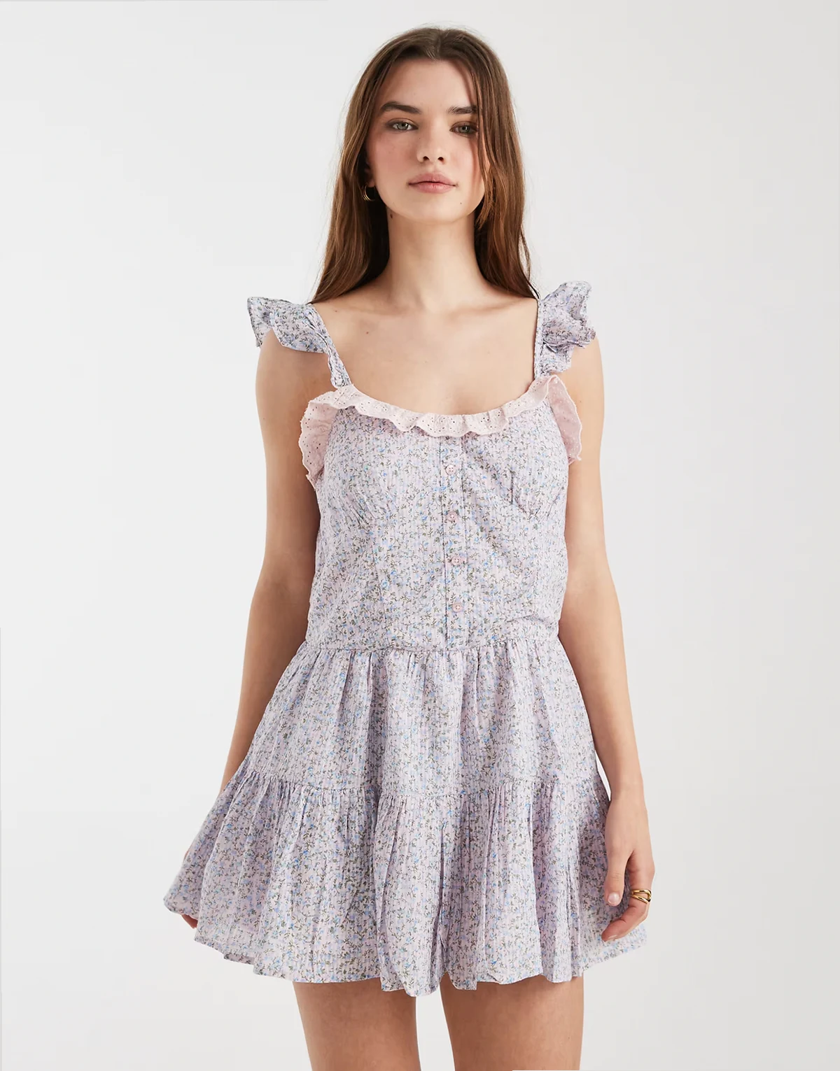 – Isabella – Sukienka mini w stylu boho w kwiatowy różowy wzór