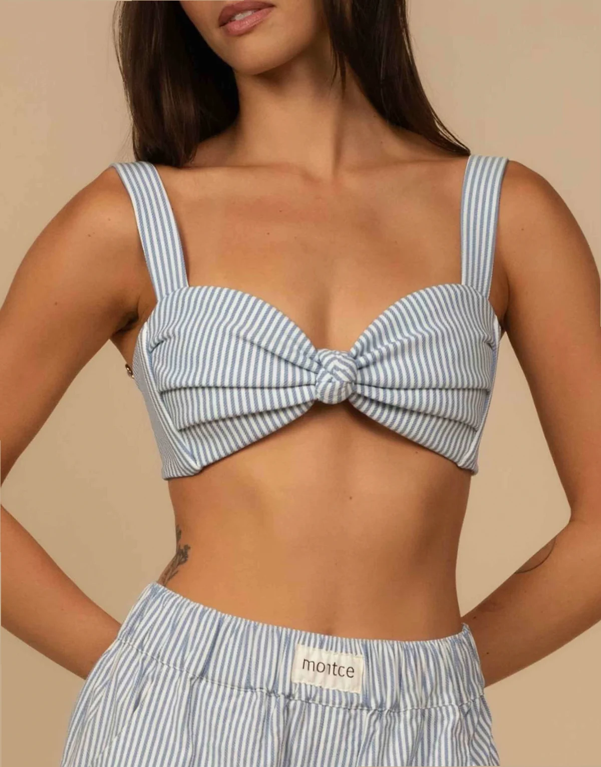 hayden bikini top in classic blue stripe