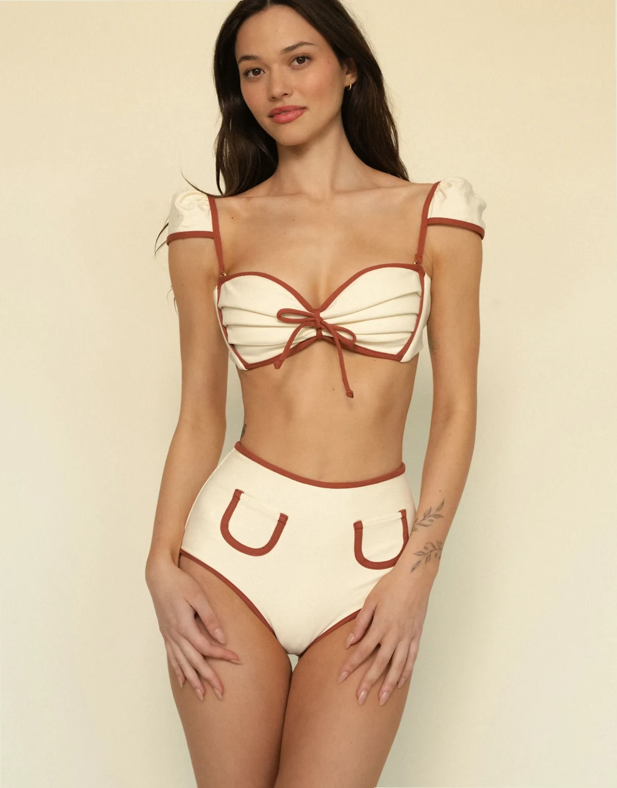 polly bikini bottoms in terracotta binded oat