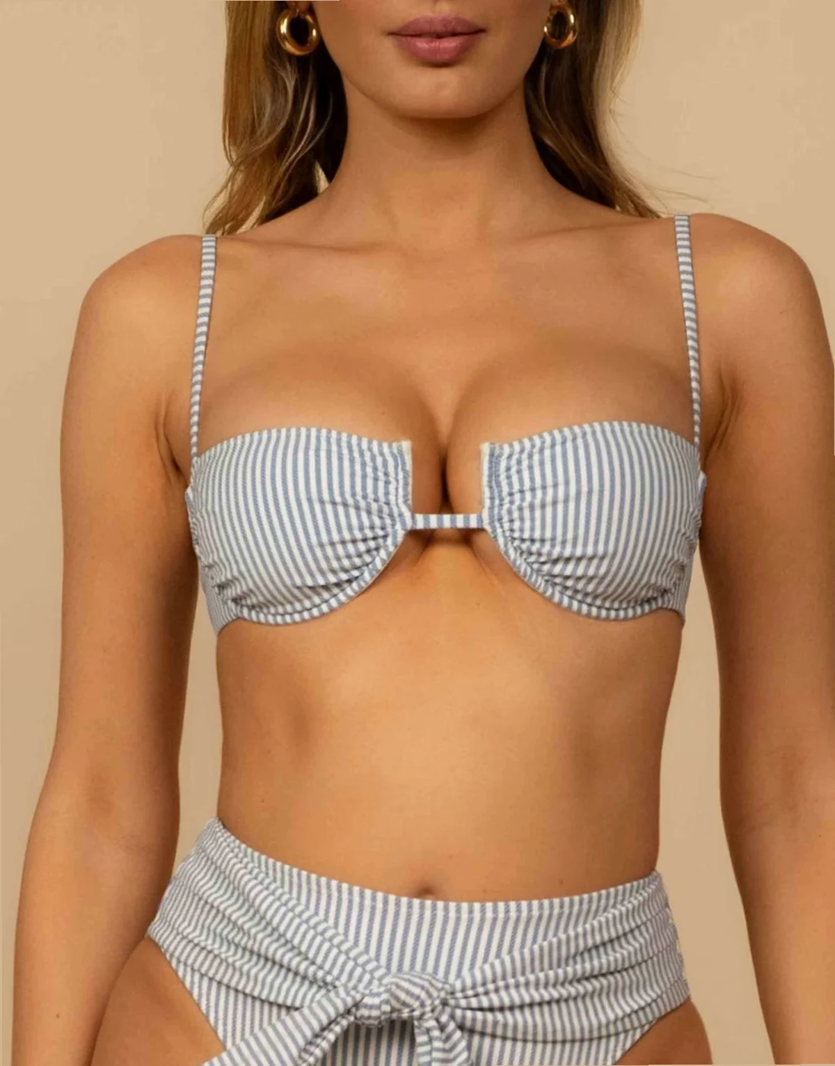 simonette bikini top in classic blue stripe