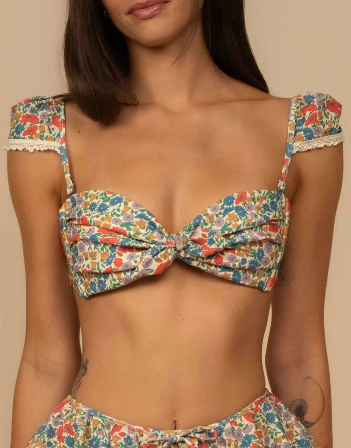 cabana bikini top w/trim in florencia floral