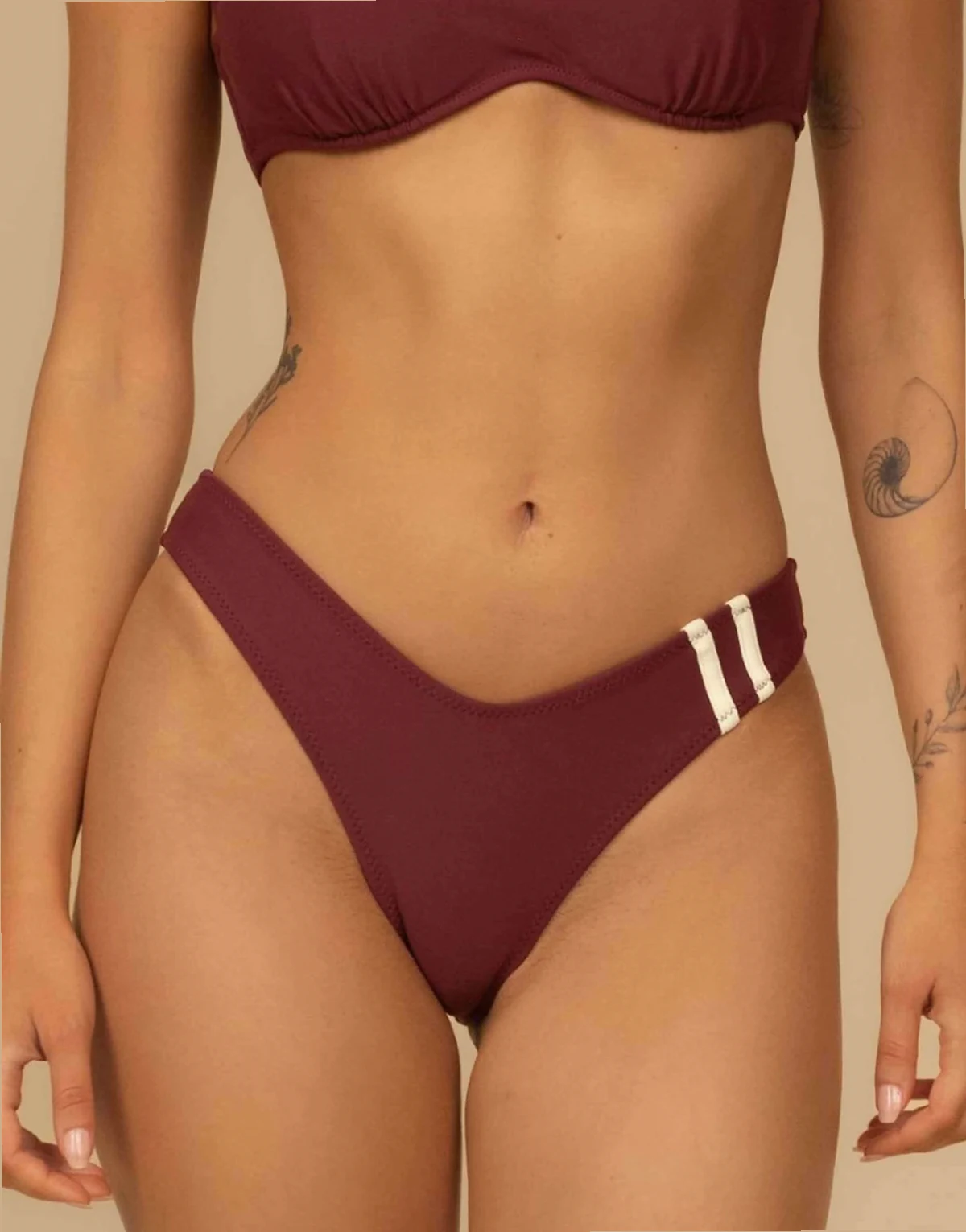 sporty lulu (zig-zag stitch) bikini bottom in maroon