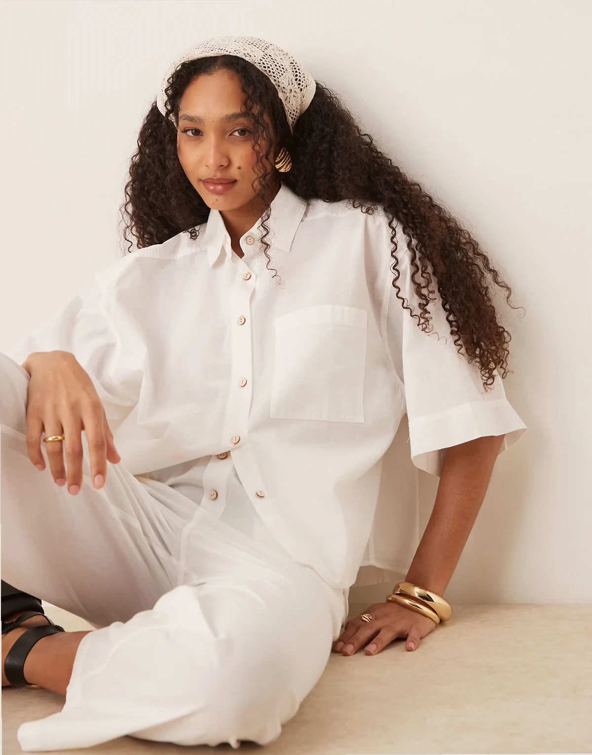 summer sleeper pajama set in optic white