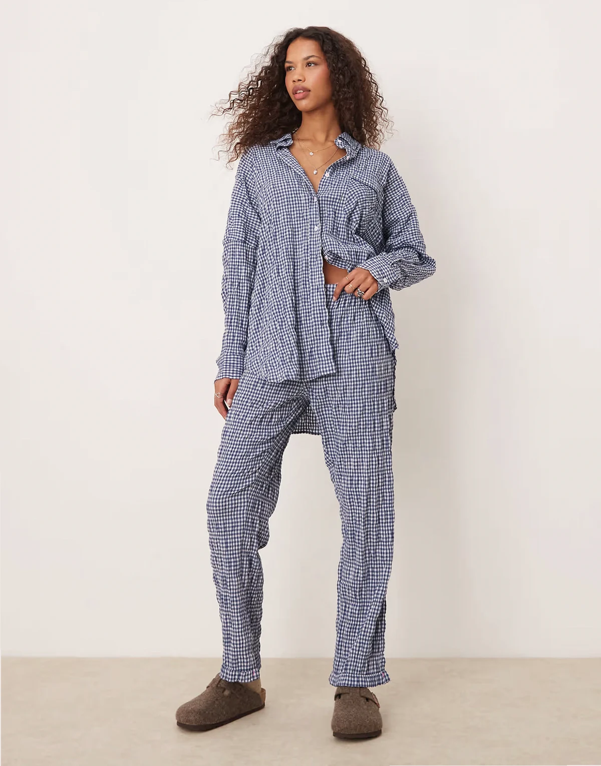 textured pajama pants in navy - part of a set