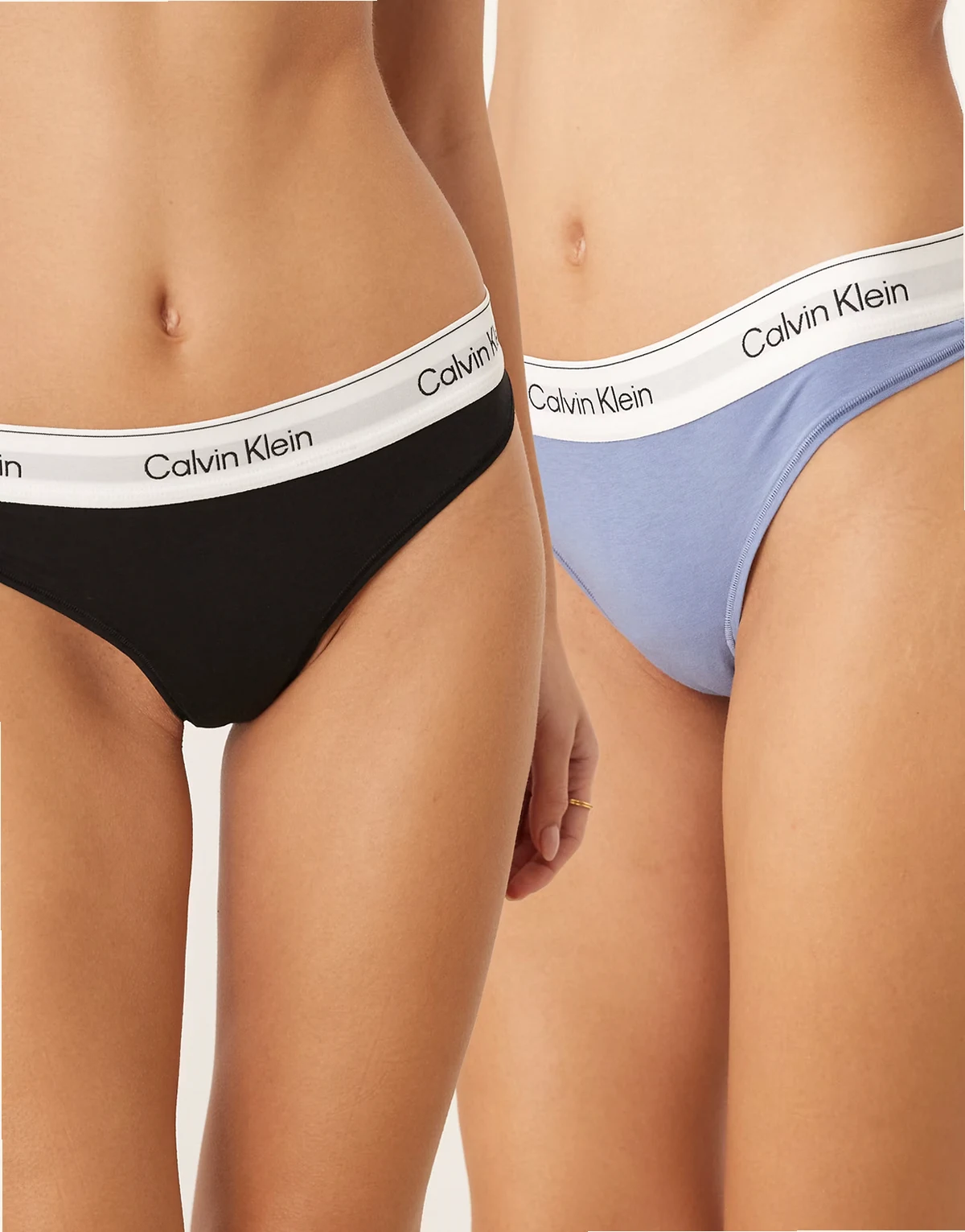 – Icon Cotton Modal – Tangas in Schwarz/Blau, 2er-Pack