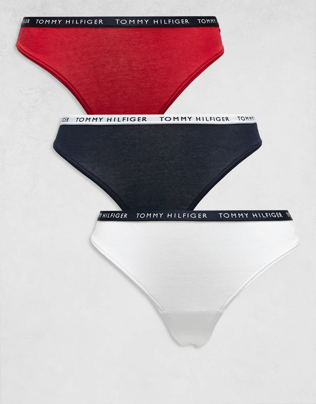 – Tangas im 3er-Pack in Rot/Weiß/dunklem Marineblau