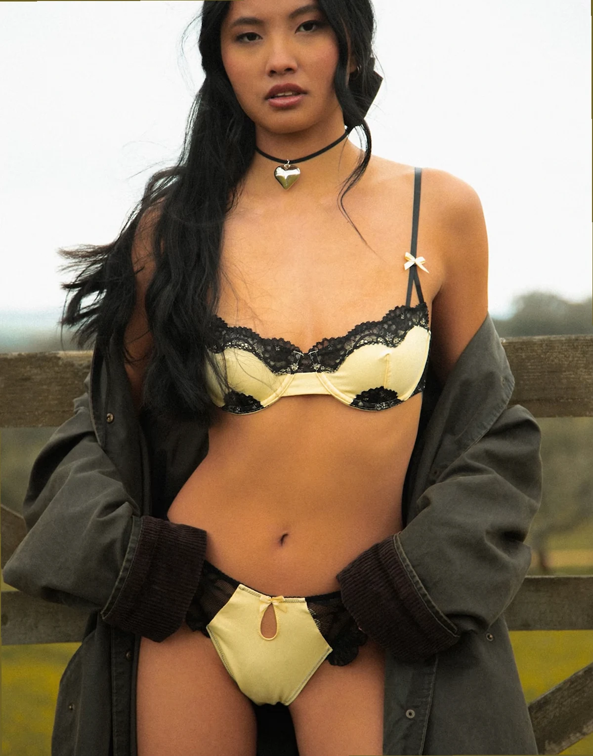 Sierra thong with frill detail in butter yellow