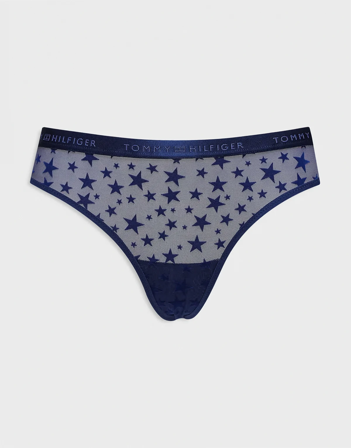– Tanga aus Netzstoff in Marineblau mit Sternenmuster