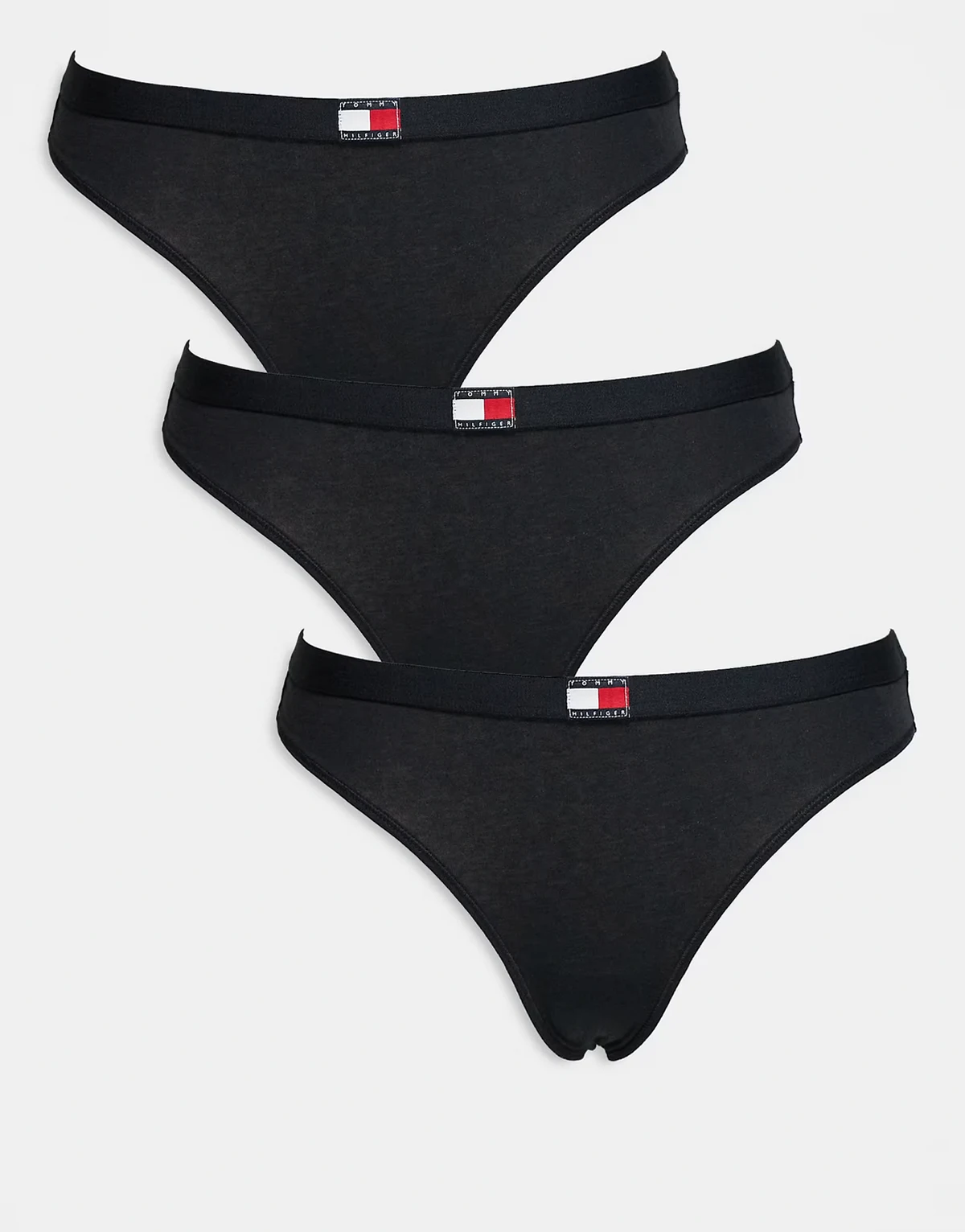 – 3er-Pack Tangas in Schwarz mit Flaggen-Detail