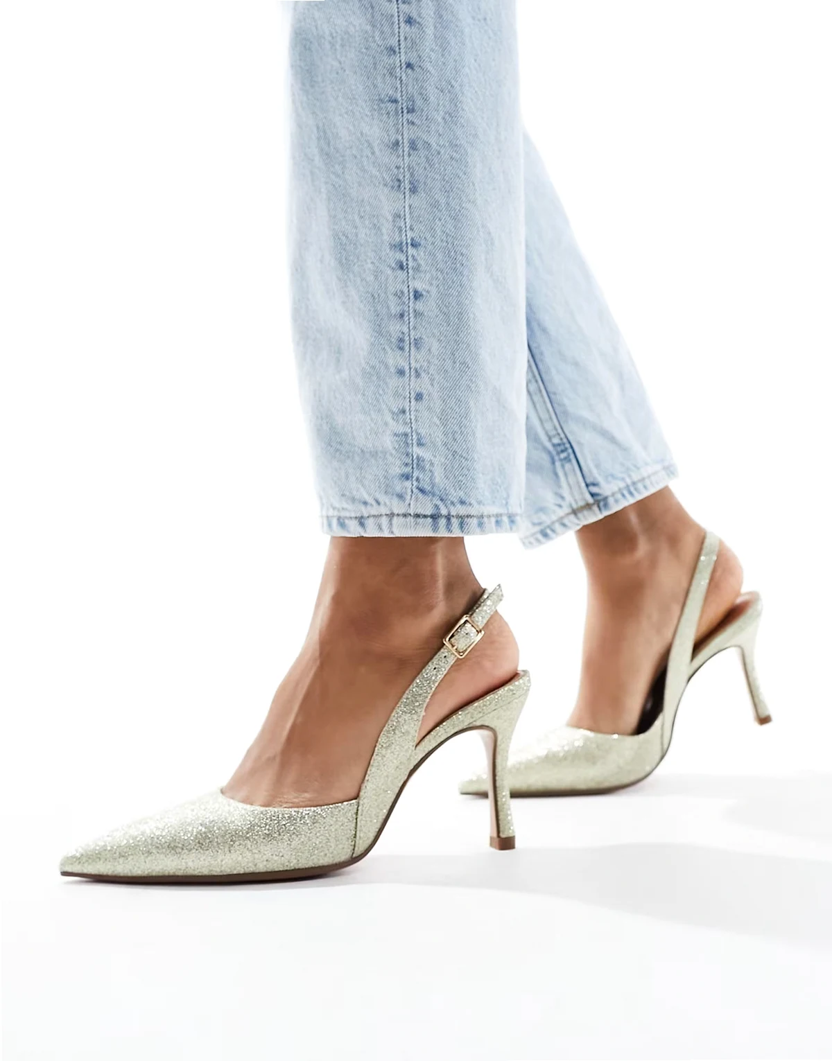 – Samber 2 – Hohe, glitzernde Schuhe in Gold mit Stilettoabsatz und Fersenriemen