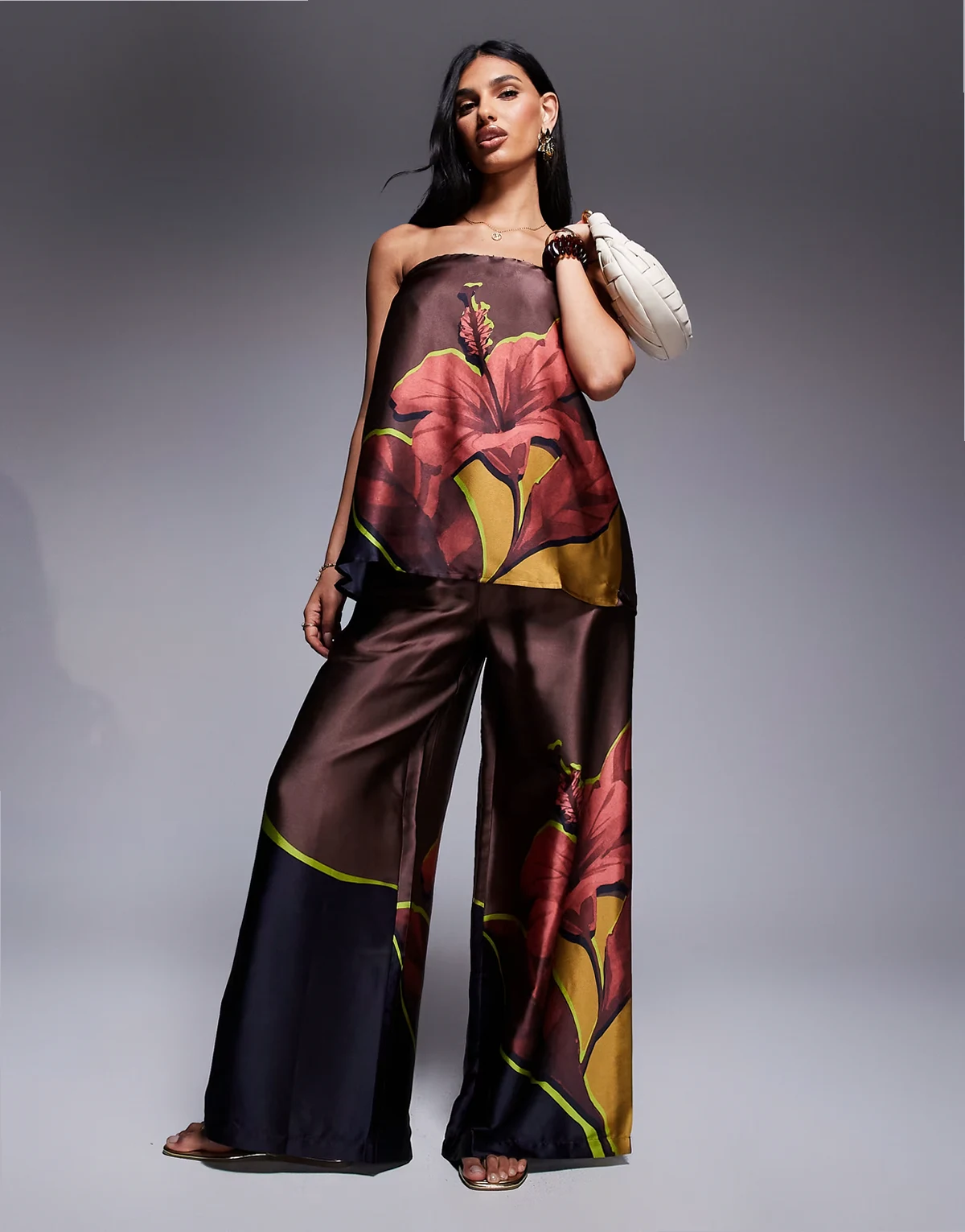 print beach pants in brown