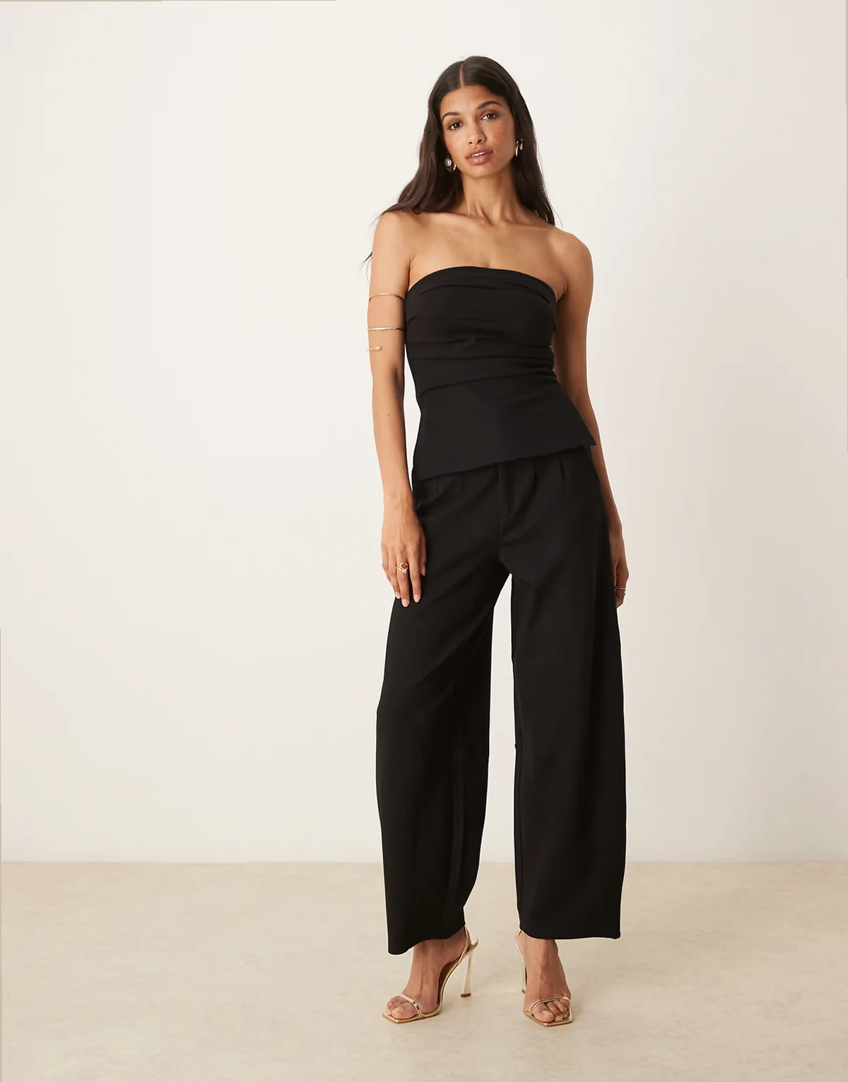 – Hose aus Ponte-Jersey in Schwarz mit weitem Bein, Kombiteil