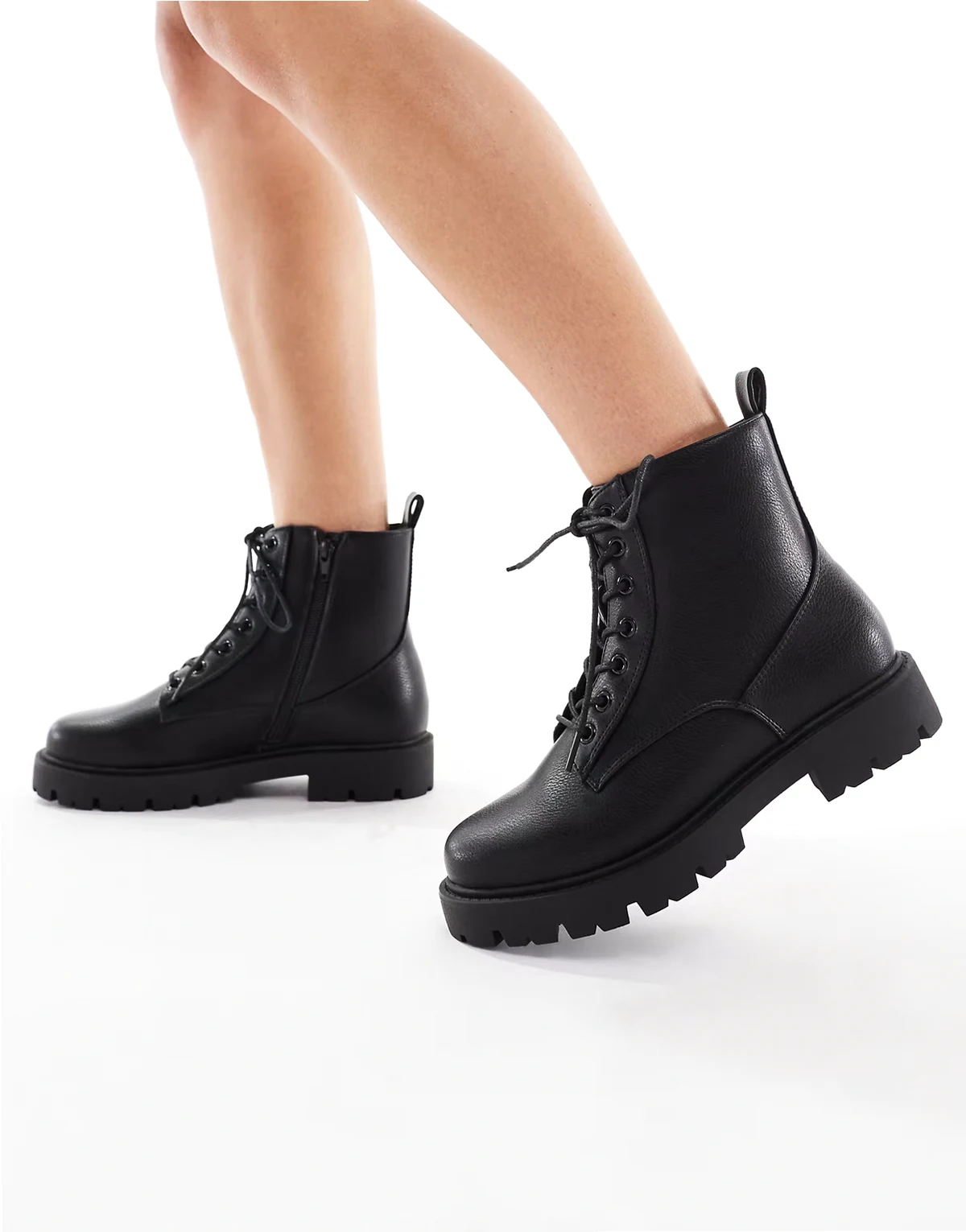 Asher chunky lace up boots in black