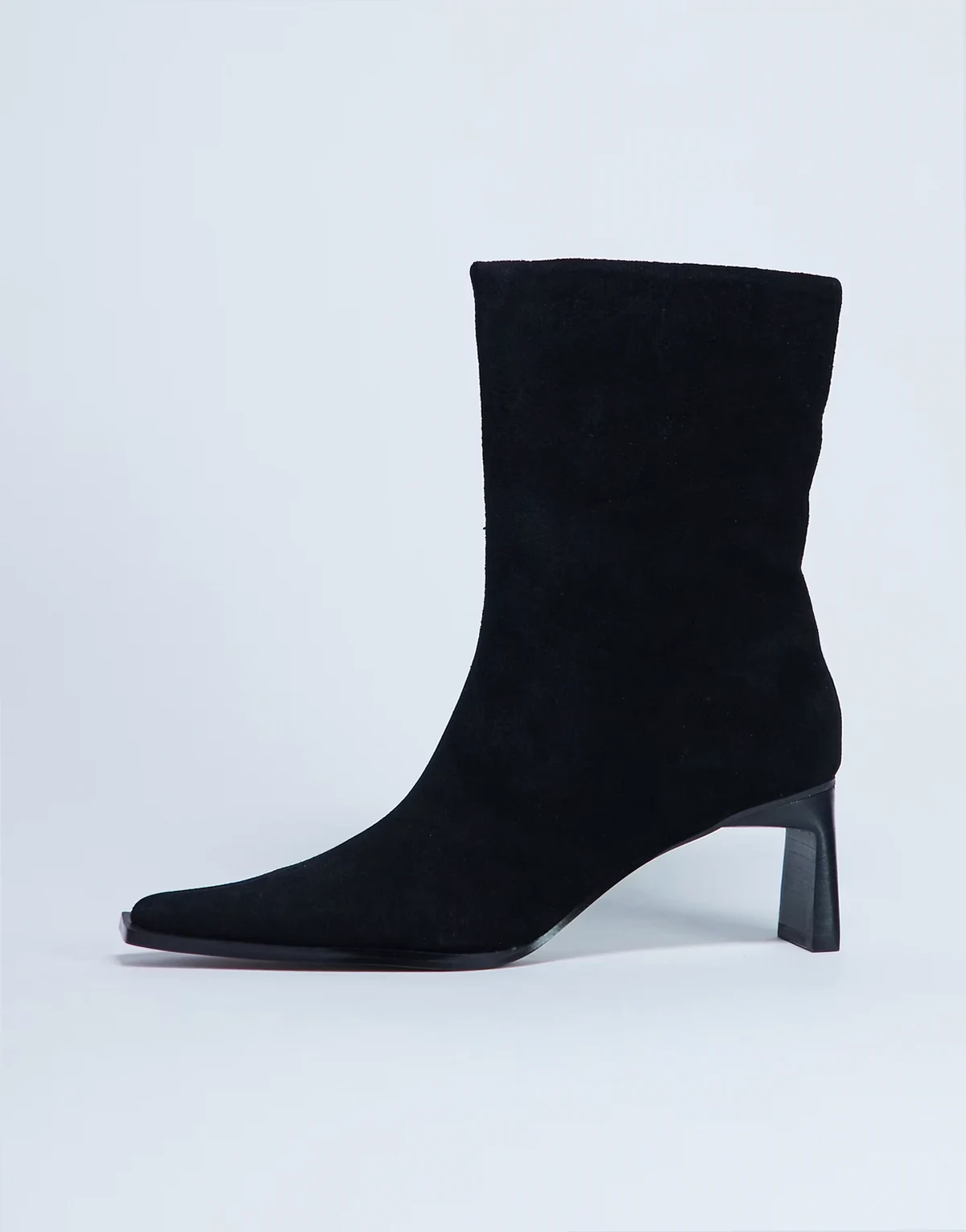 Nadie chisel toe heeled ankle boots in black suede