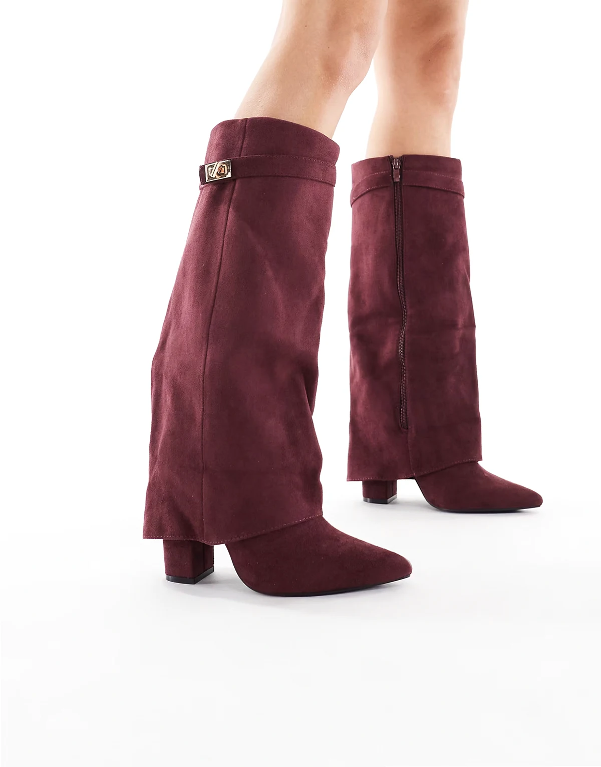 – Ranger – Kniehohe Stiefel in Beerenrot mit Umschlag